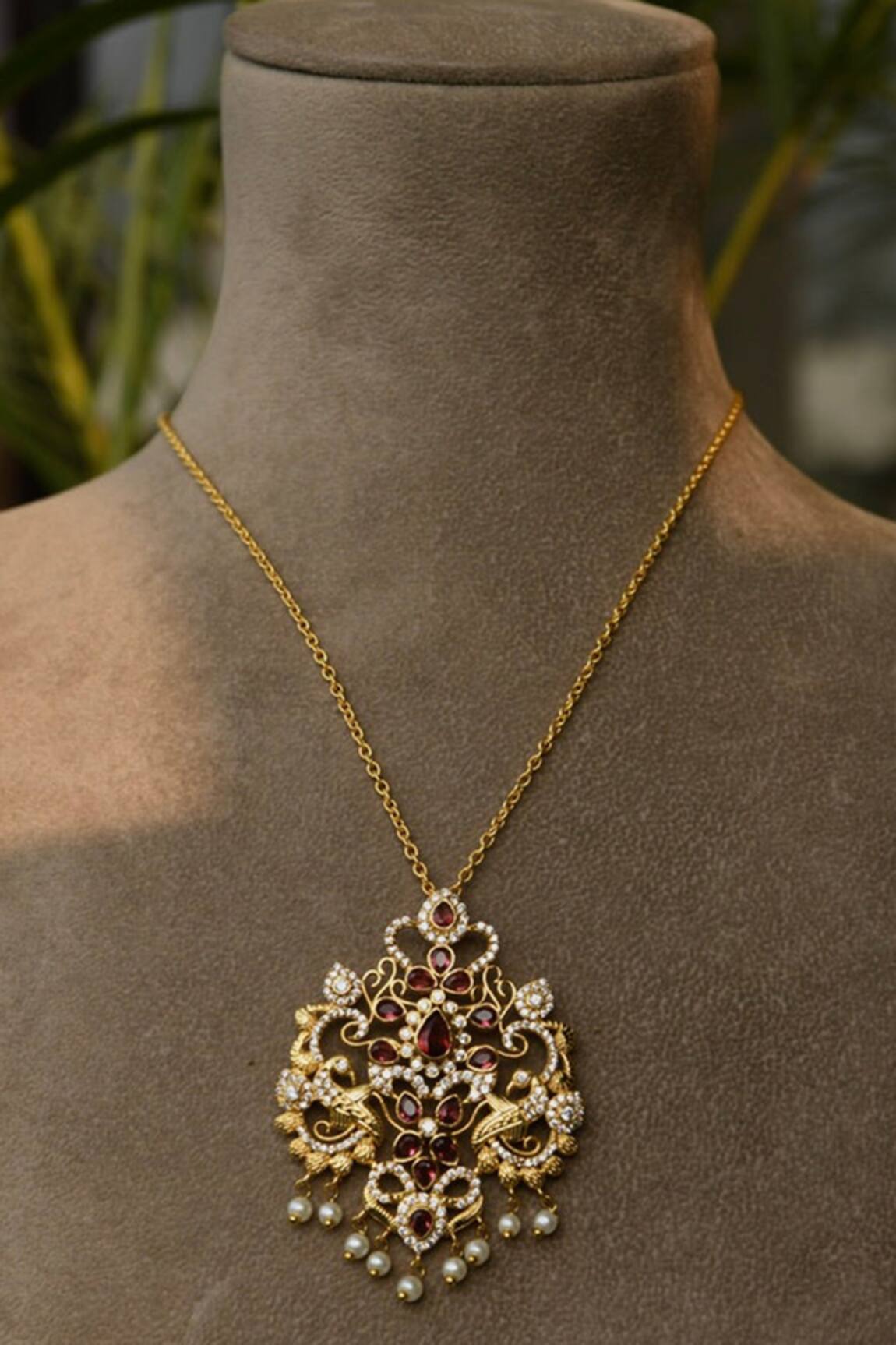 Totapari Hydro Ruby Studded Pendant Necklace
