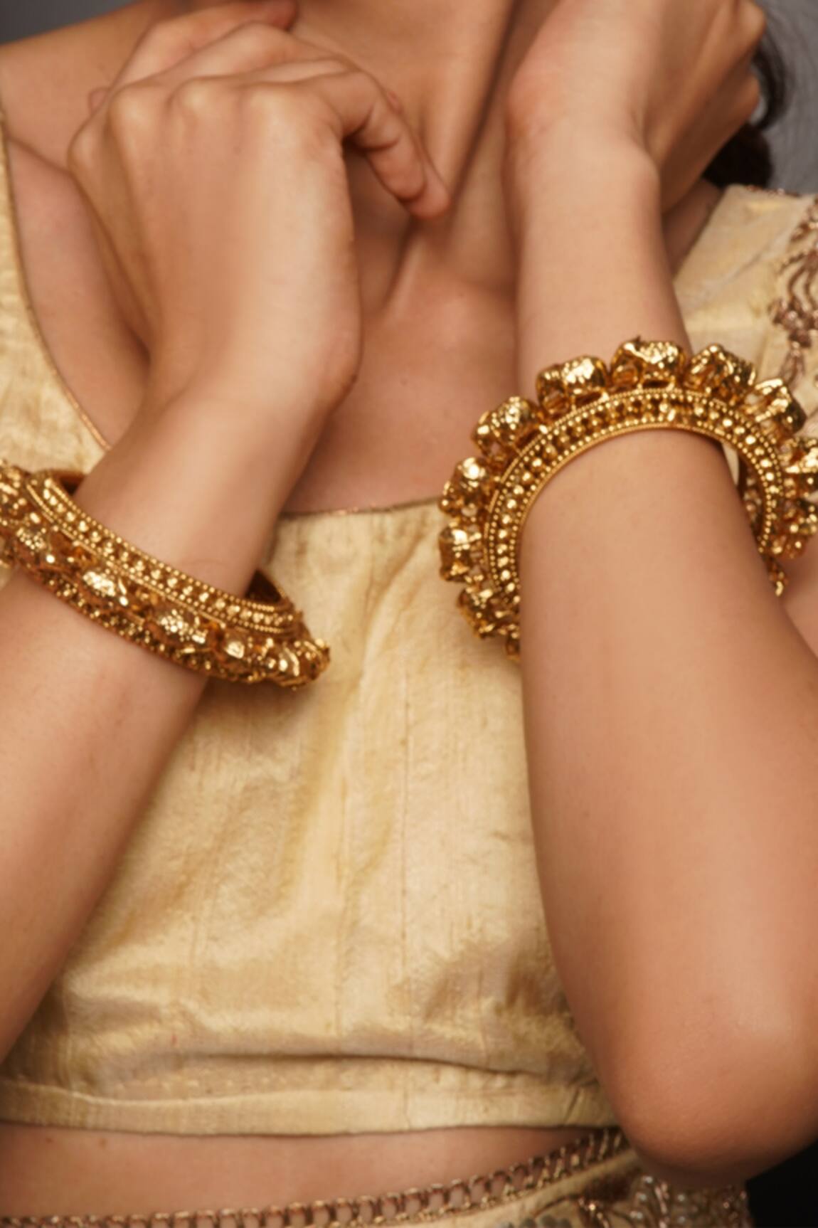 Queens Jewels Anagha 3D Elephant Carved Bangles - Set of 2 