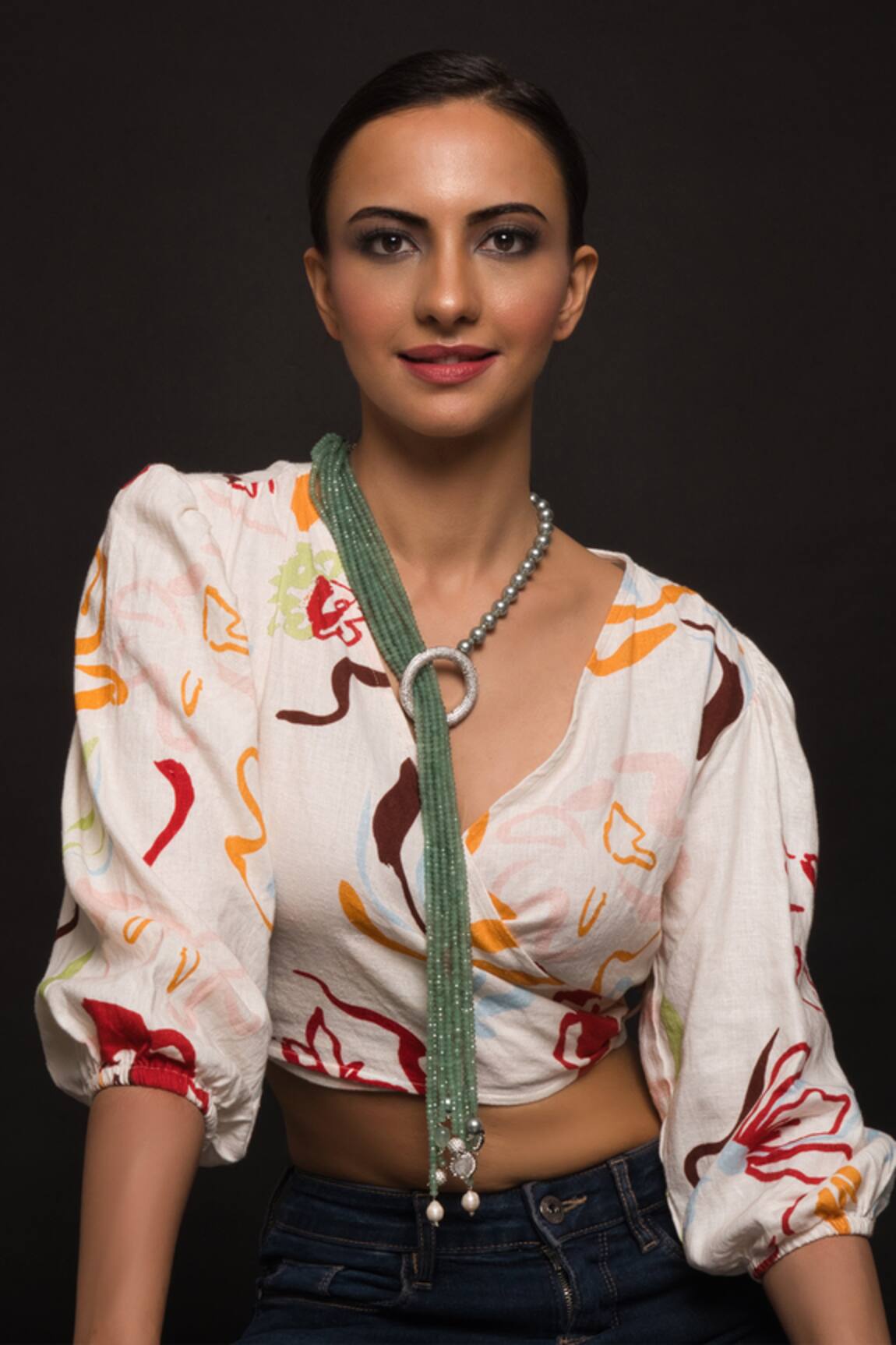 Queens Jewels Ziva Bead Layered Embellished Tie Necklace 