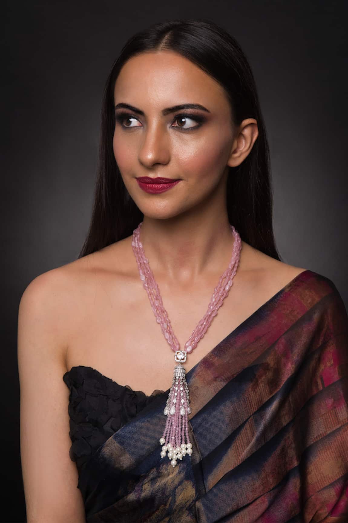 Queens Jewels Amaya Bead Tassel Embellished Pendant Necklace 