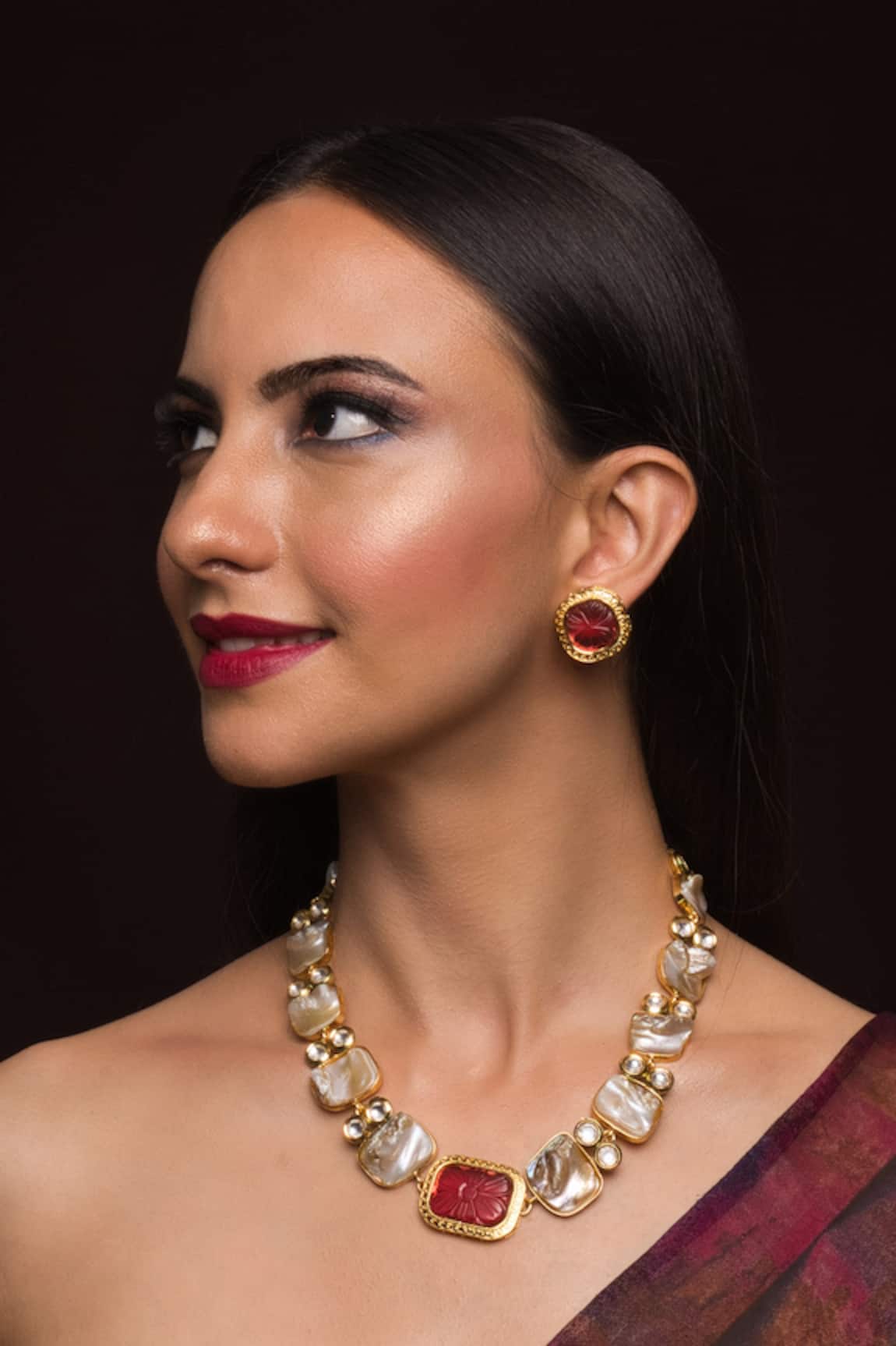 Queens Jewels Baroque Pearl Studded Necklace Set