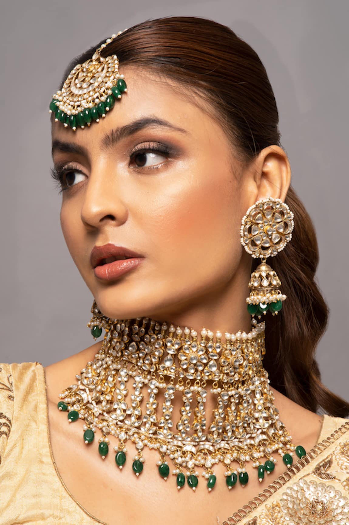 Queens Jewels Kundan Embellished Bridal Jewellery Set