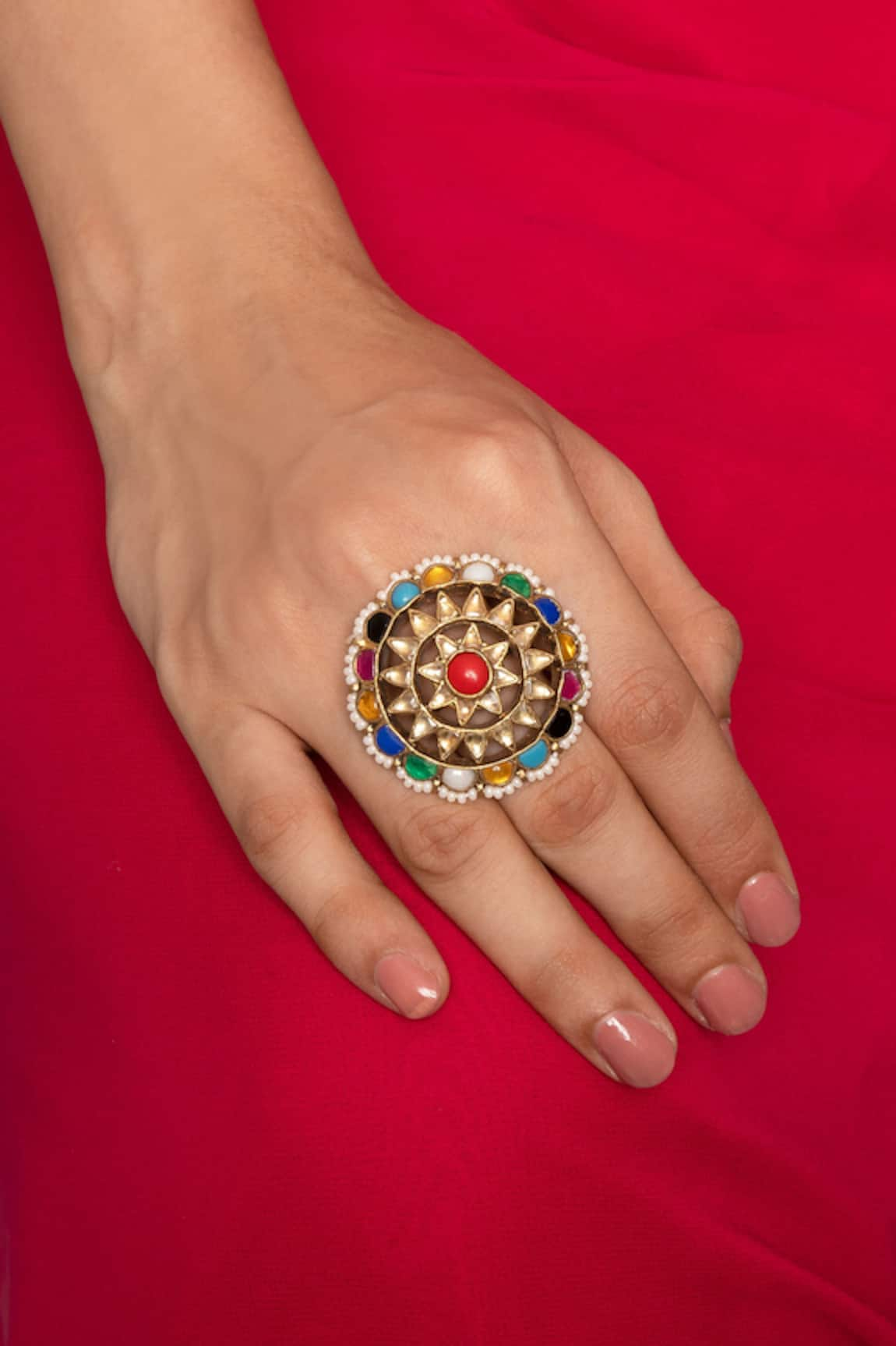 Queens Jewels Nysa Navratan Kundan Ring