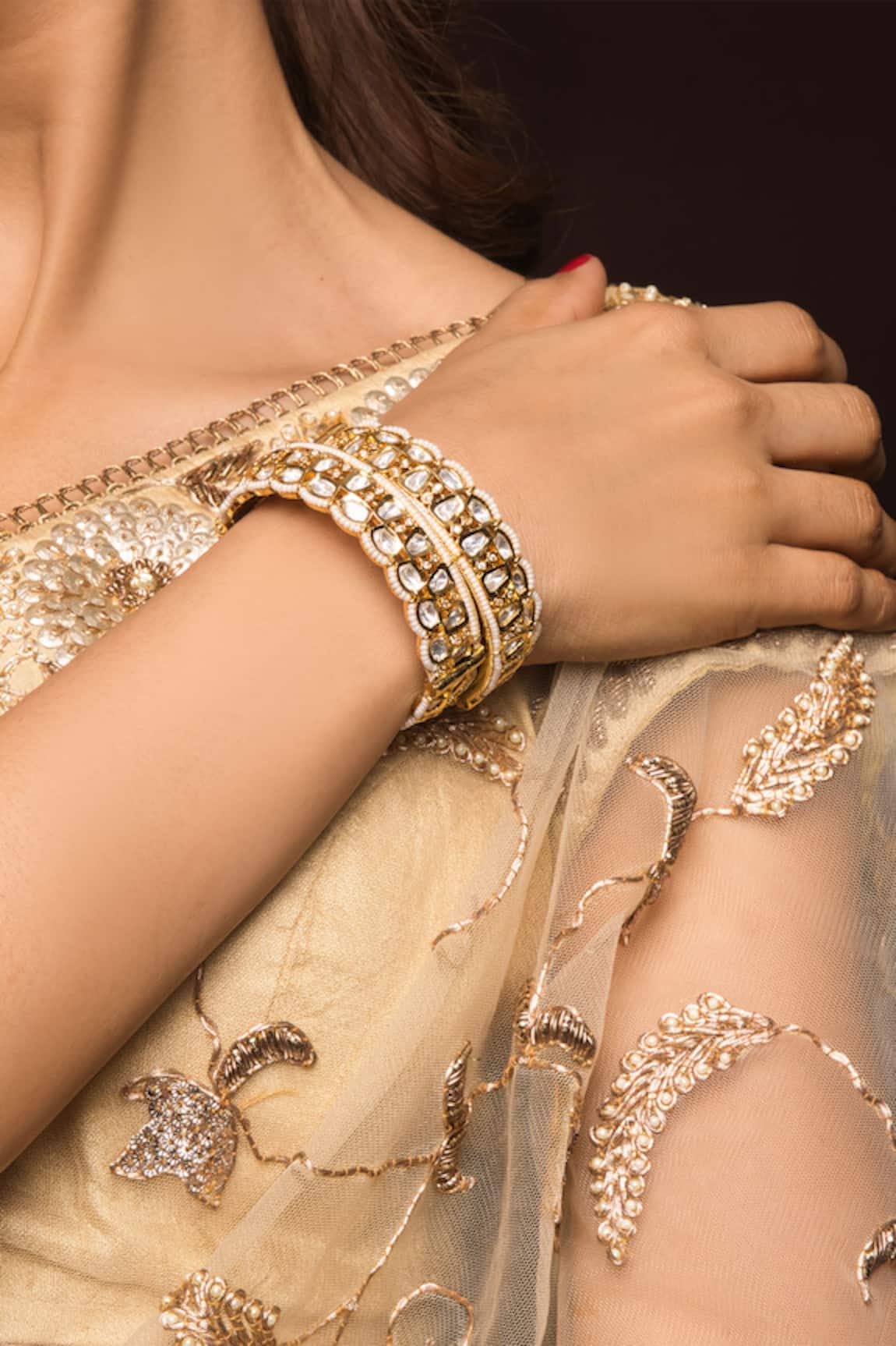 Queens Jewels Ara Pearl & Kundan Bangles - Set of 2
