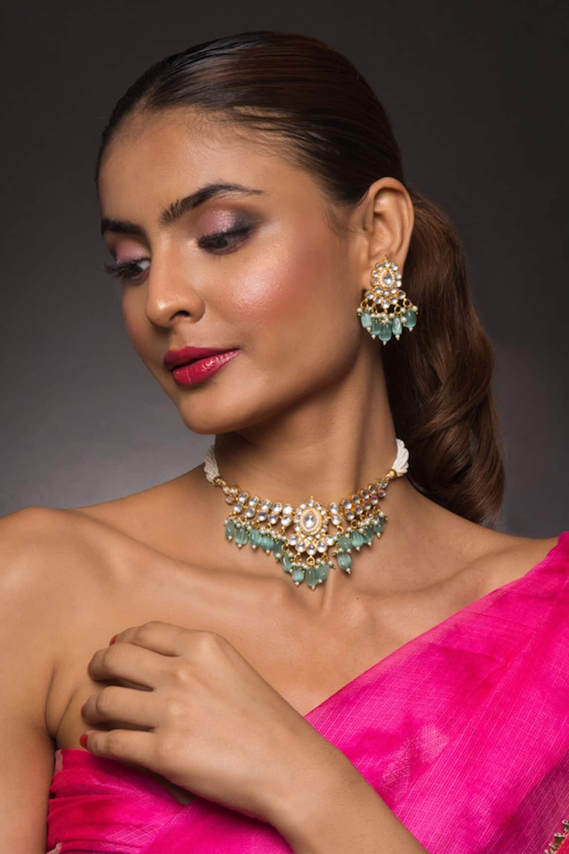 Queens Jewels Aasya Kundan Choker Necklace Set