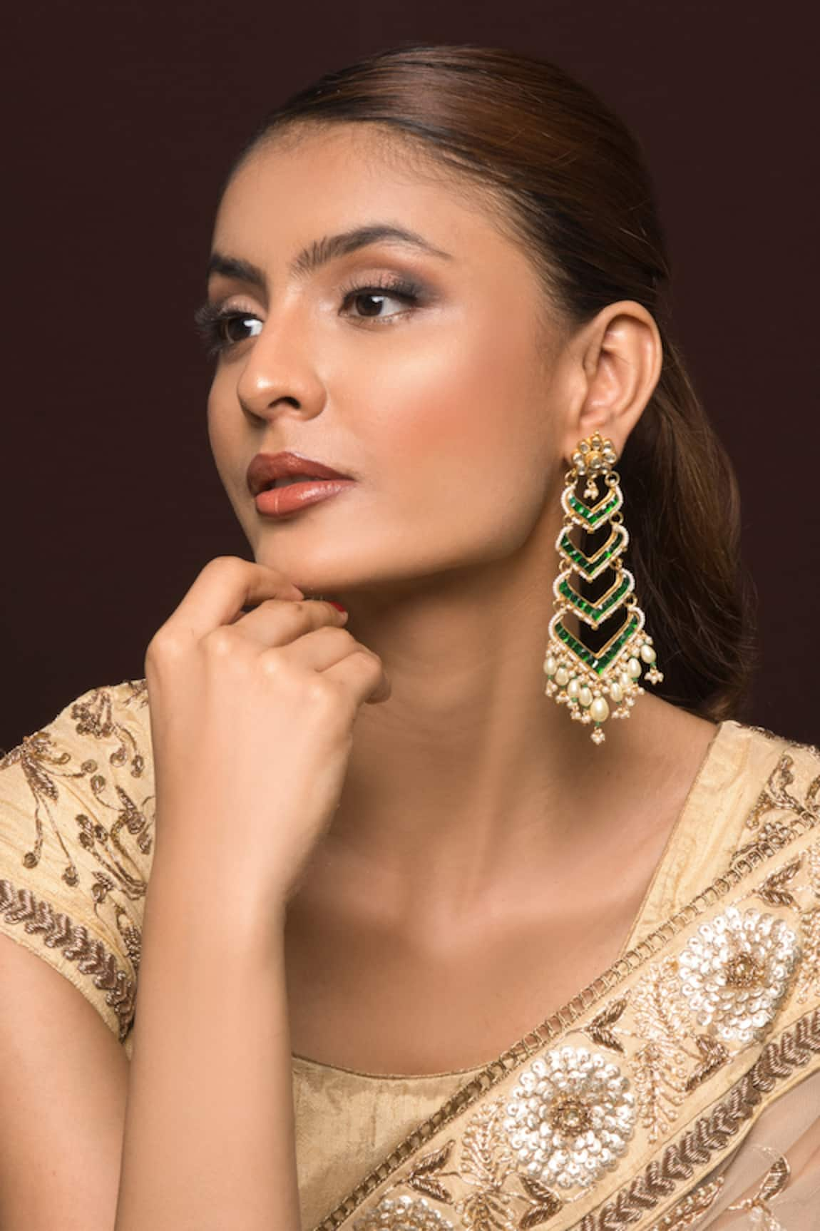 Queens Jewels Riana Kundan Tiered Earrings