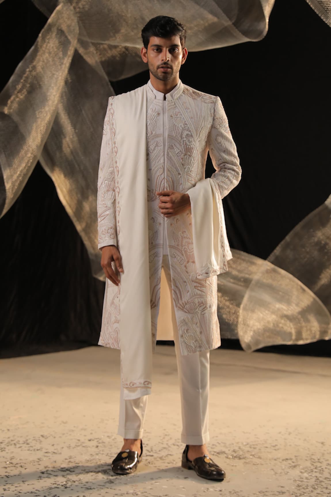 Ankur J Zardozi Embroidered Sherwani & Kurta Set