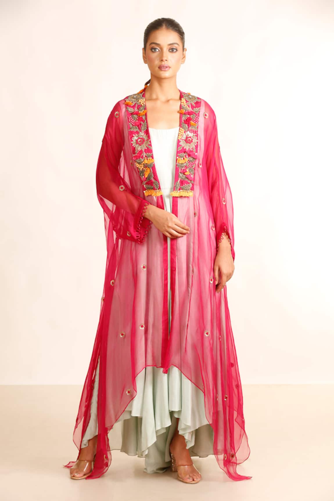 Garo Gown With Hand Embroidered Asymmetric Jacket