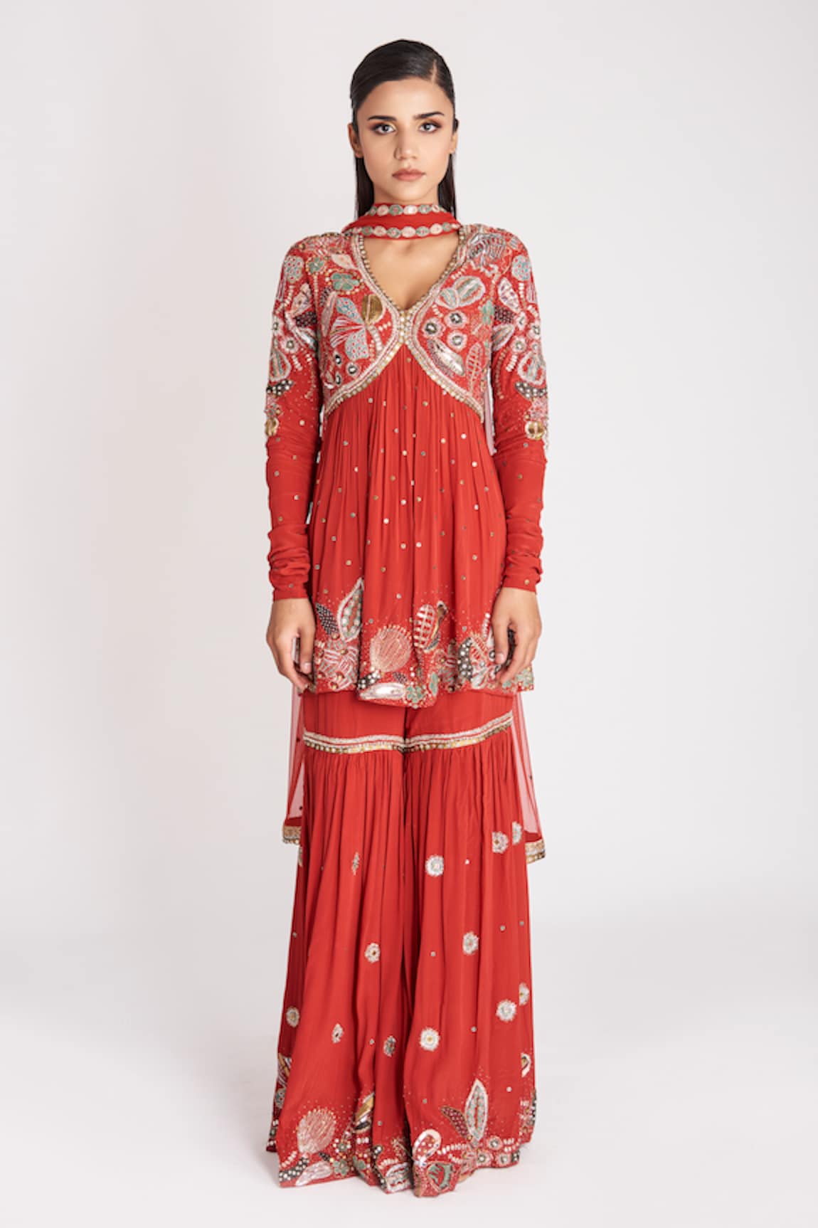 Aisha Rao Embellished Kurta Gharara Set