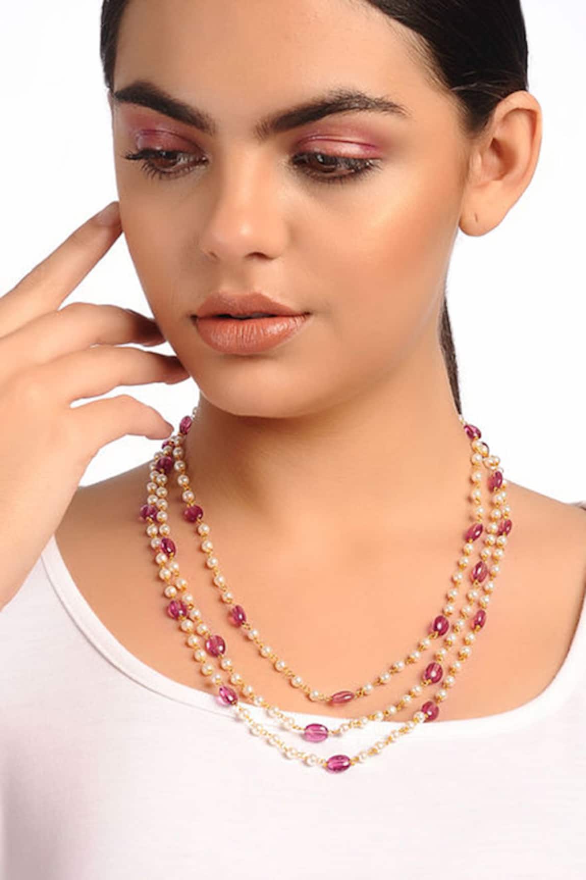 MAISARA JEWELRY Tourmaline Bead Embellished Layered Necklace