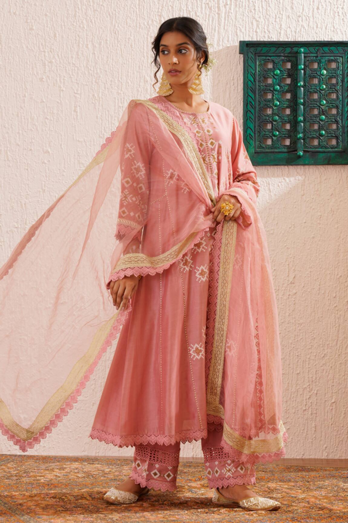 OMI Bloom Motif Print Anarkali Pant Set