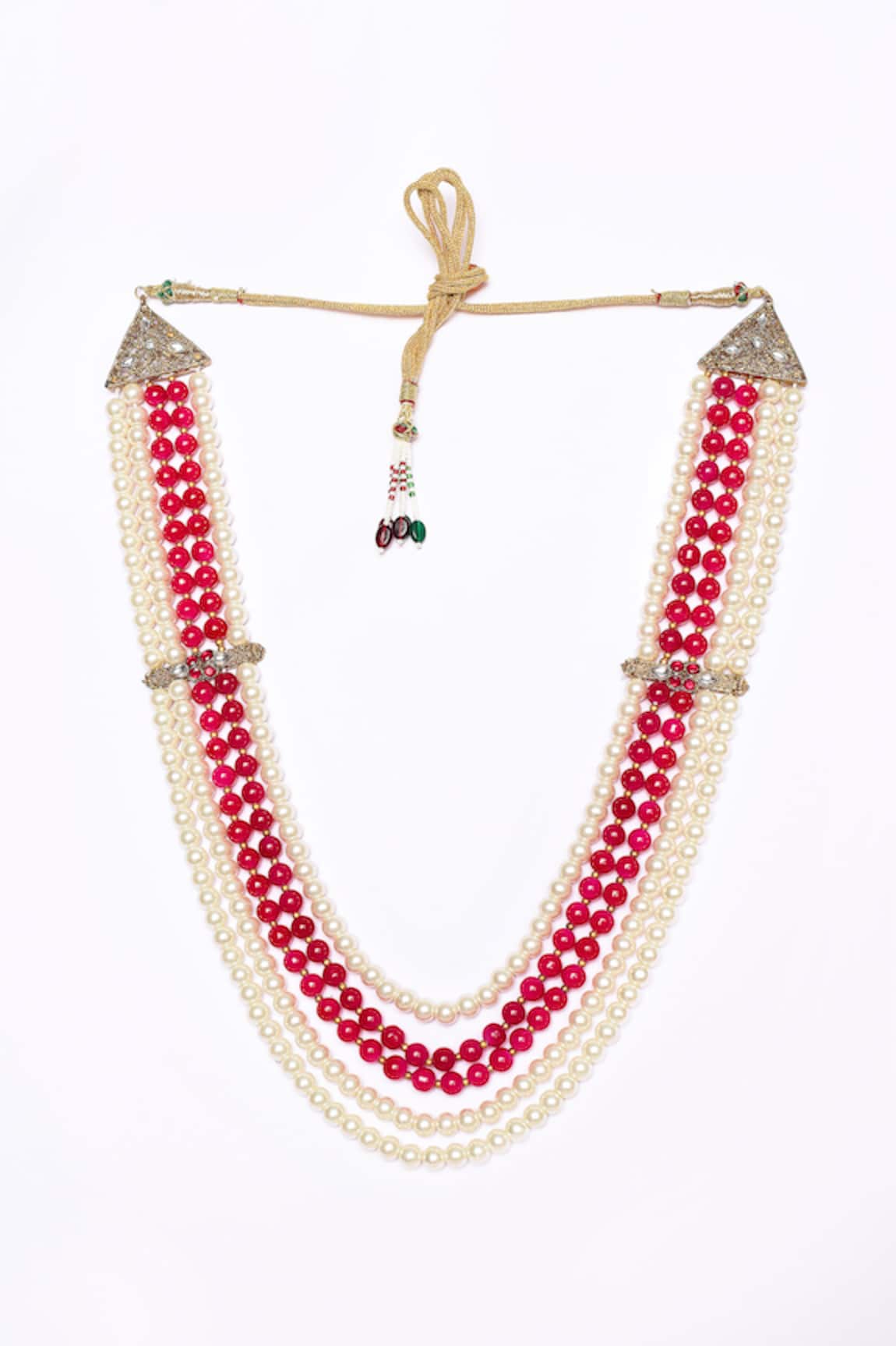 Aryavir Malhotra Crystal & Pearls Multi-Layered Mala