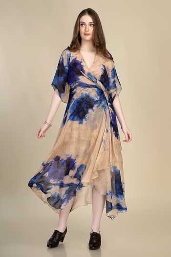 Whimsical By Shica Water Lily Print Wrap Dress