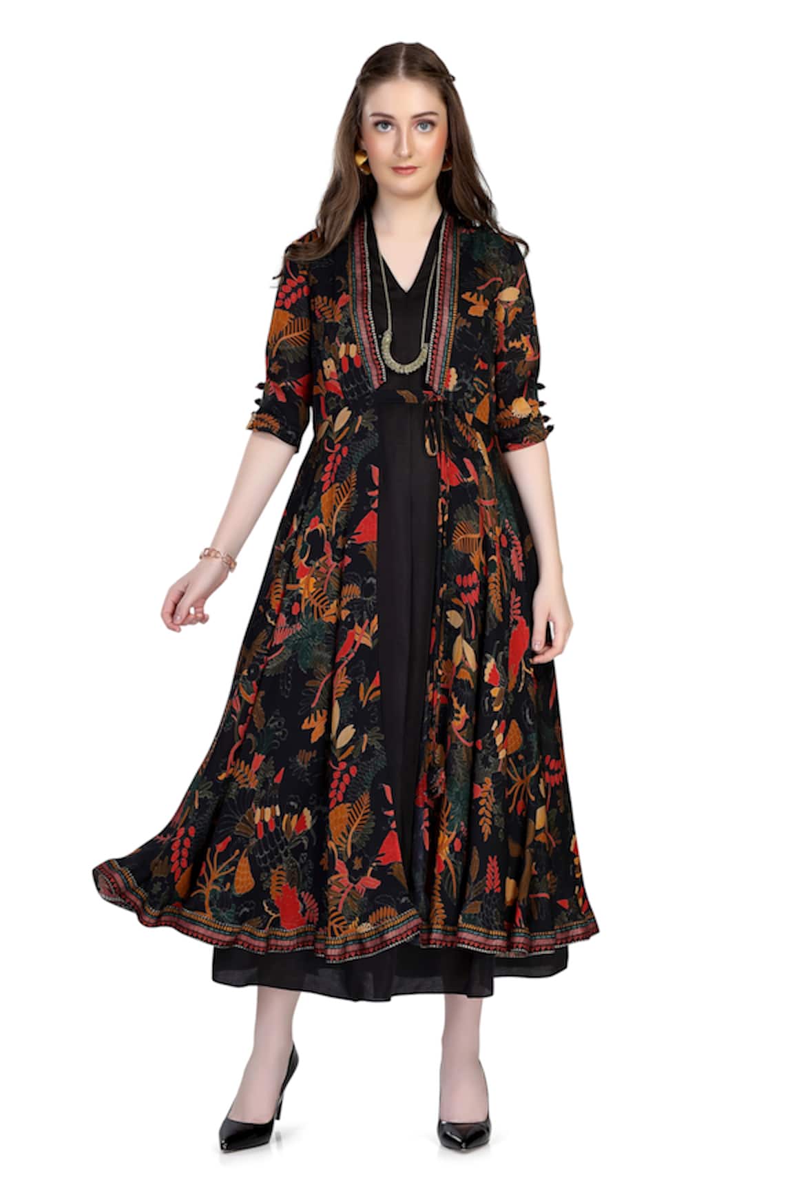Whimsical By Shica Floral Jacket Dress With Inner 