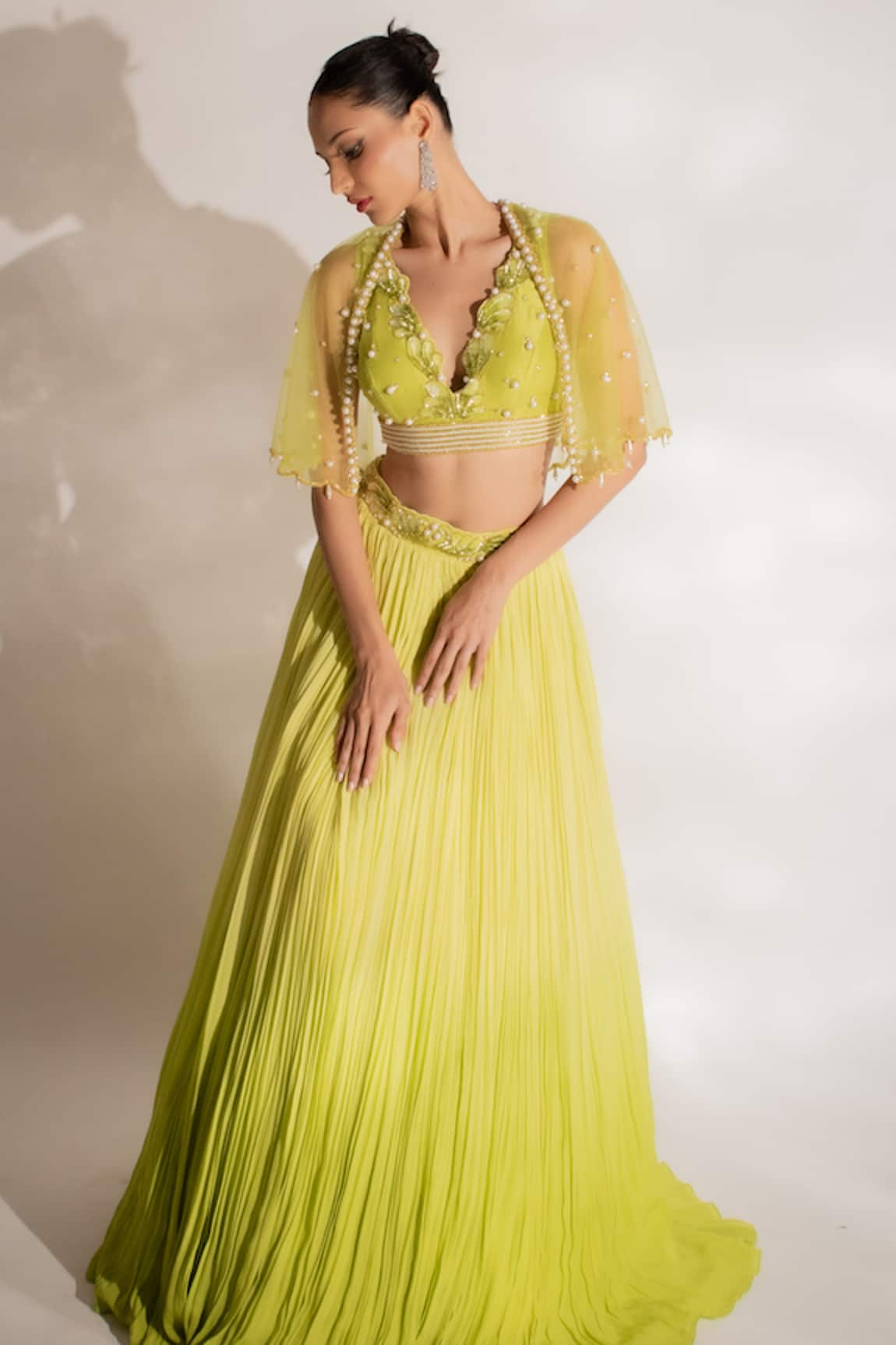 Anshika Tak Label Pleated Embroidered Lehenga Set