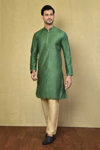 Arihant Rai Sinha Cotton Plain Kurta With Pyjama 