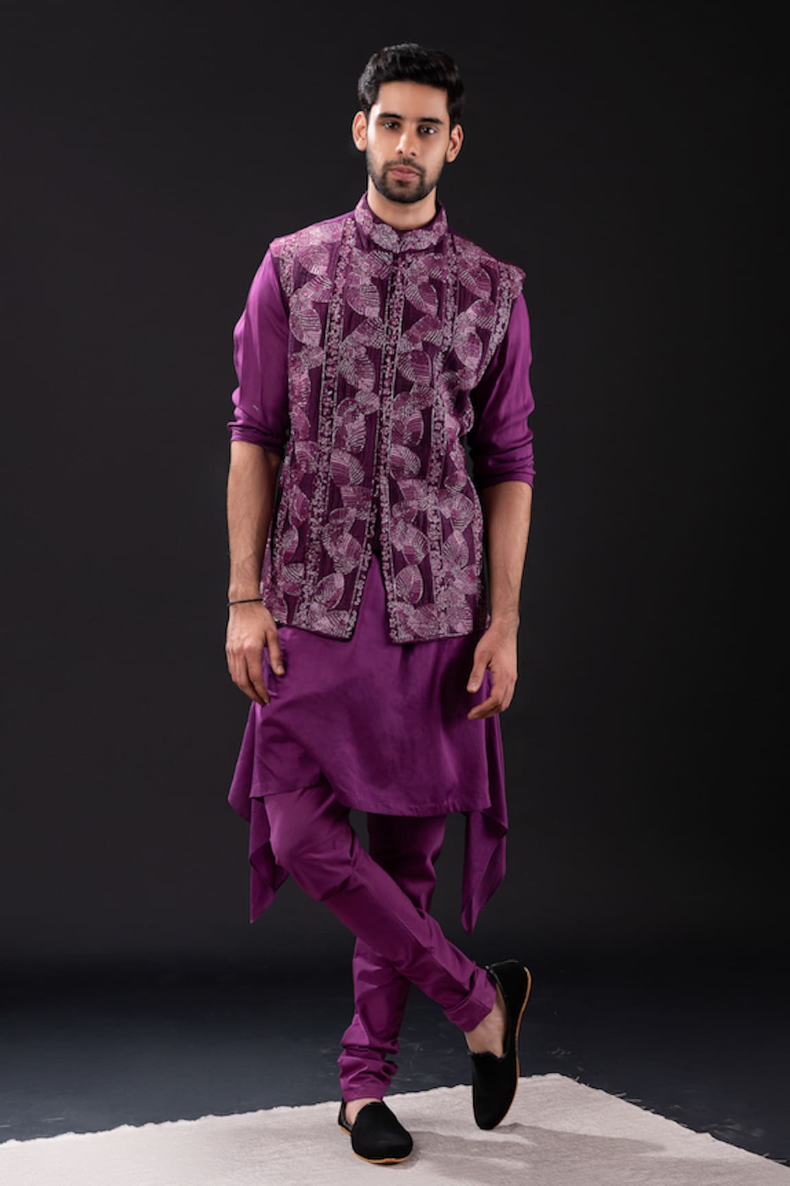 Tira by Naresh Raj Foliage Embroidered Bundi Kurta Set