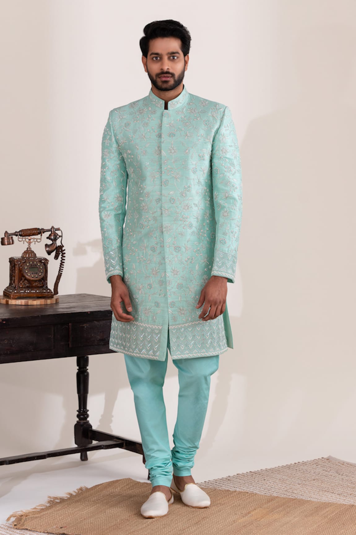 Tira by Naresh Raj Petunia Bloom Embroidered Sherwani Set