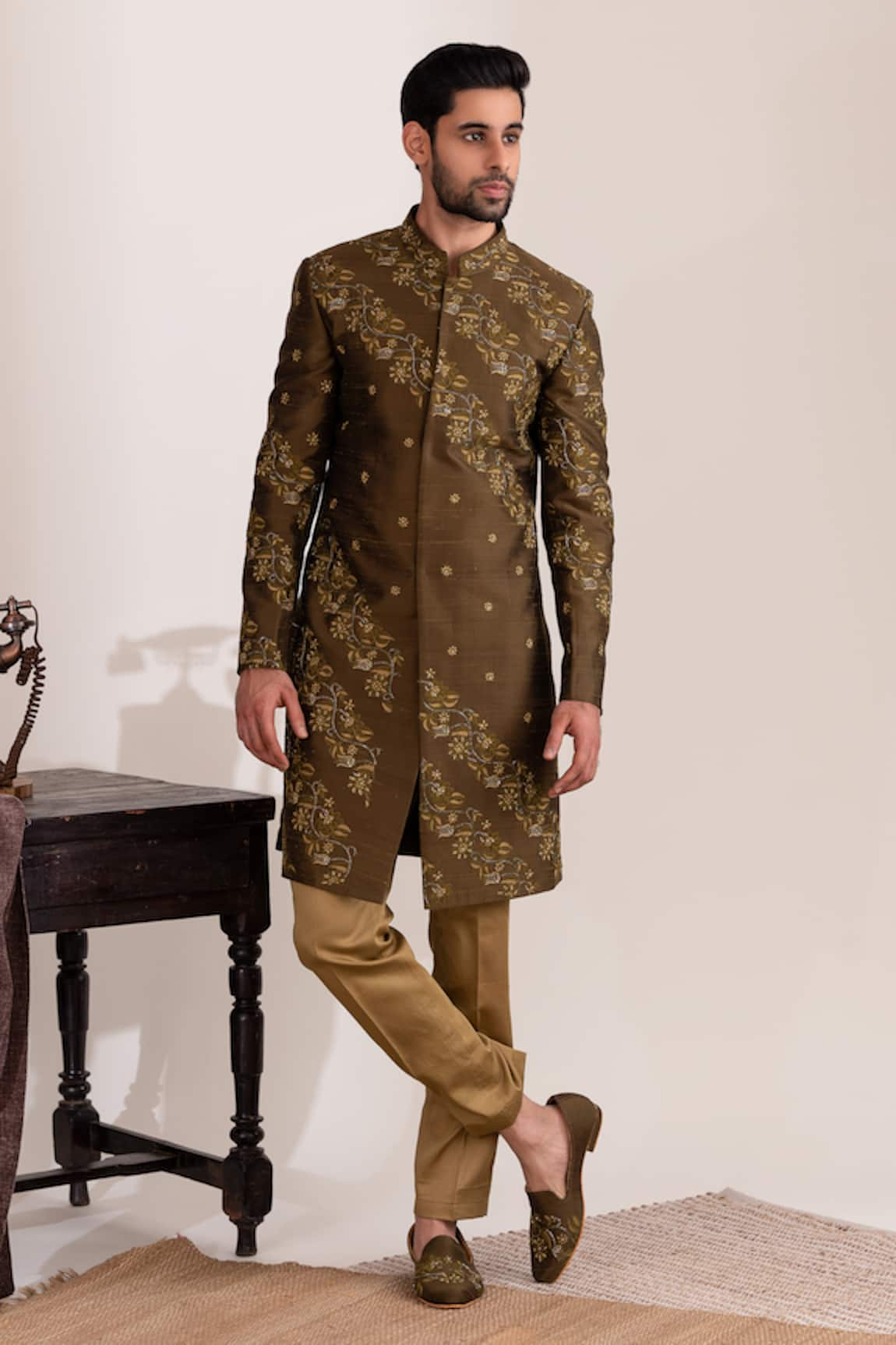 Tira by Naresh Raj Flora Vine Garden Embroidered Sherwani Set