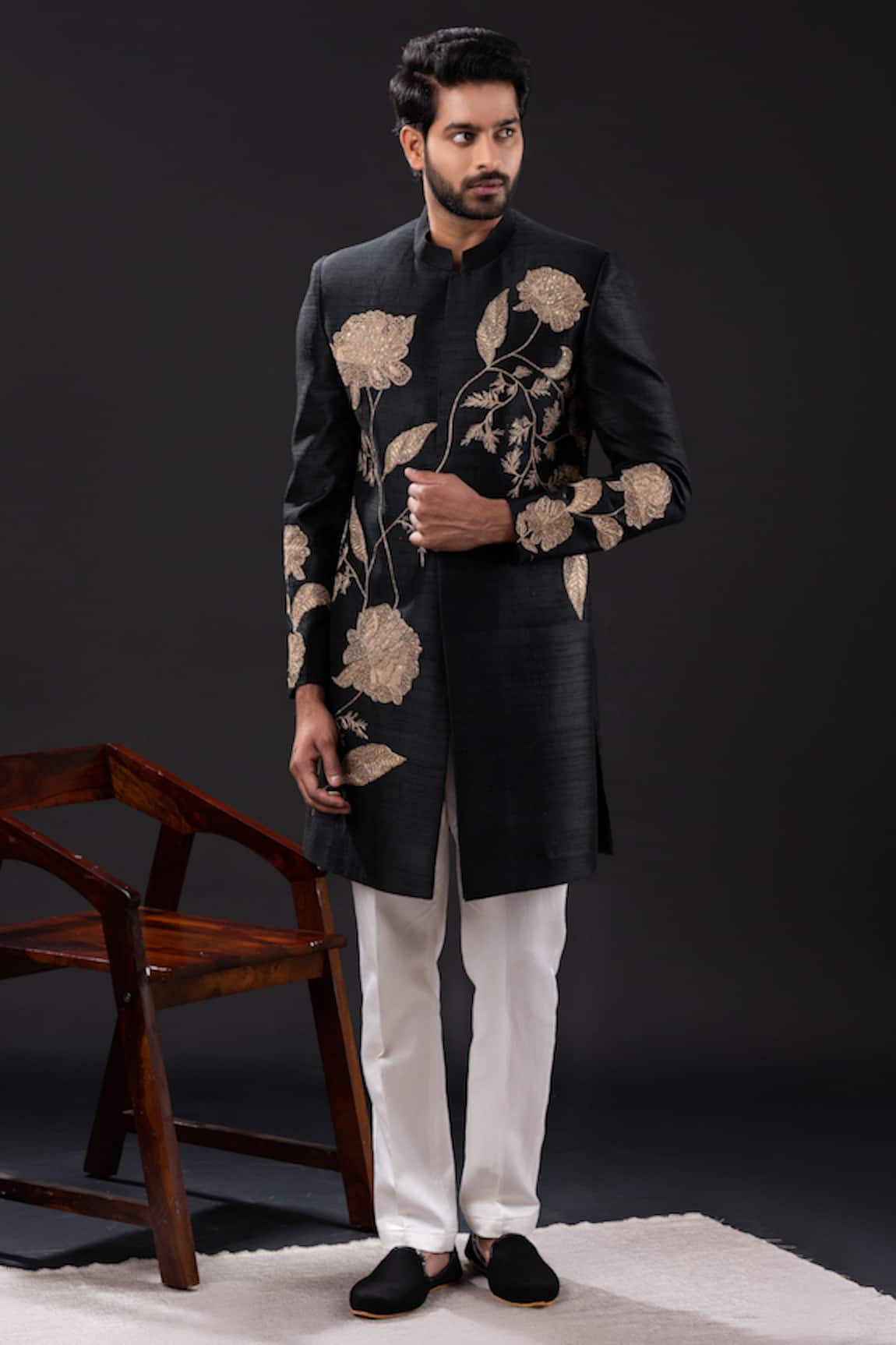 Tira by Naresh Raj Floral Embroidered Sherwani Set