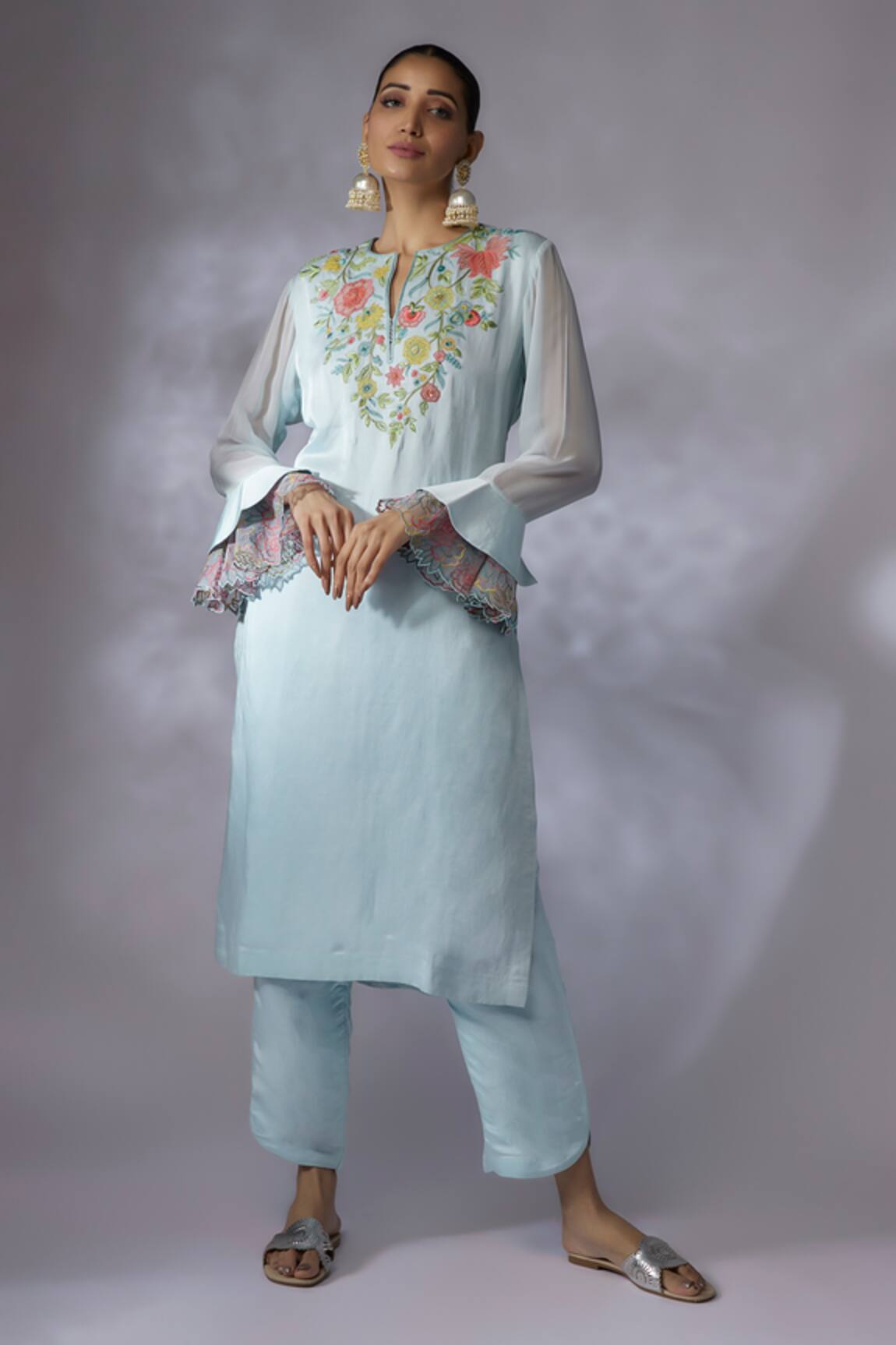 Shreeka Placement Floral Embroidery Kurta With Pant