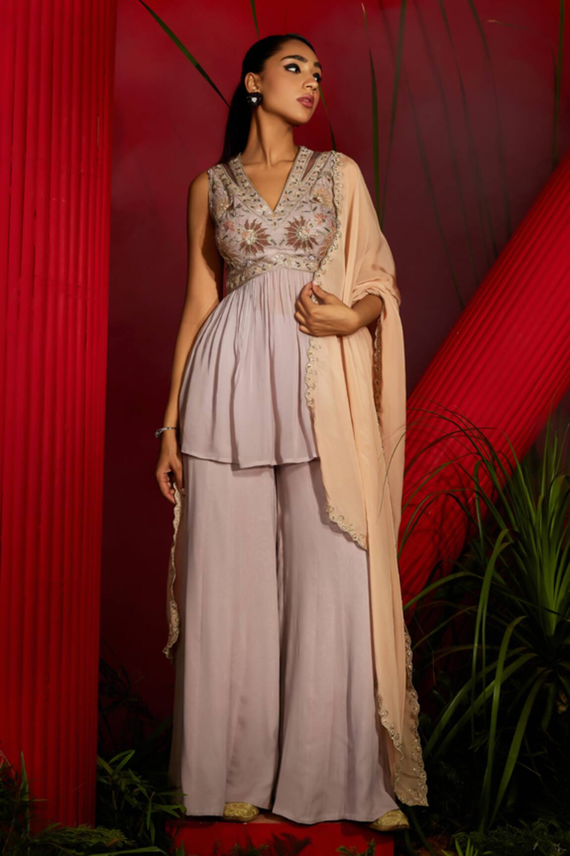 Shreeka Bloom Embroidered Kurti Sharara Set