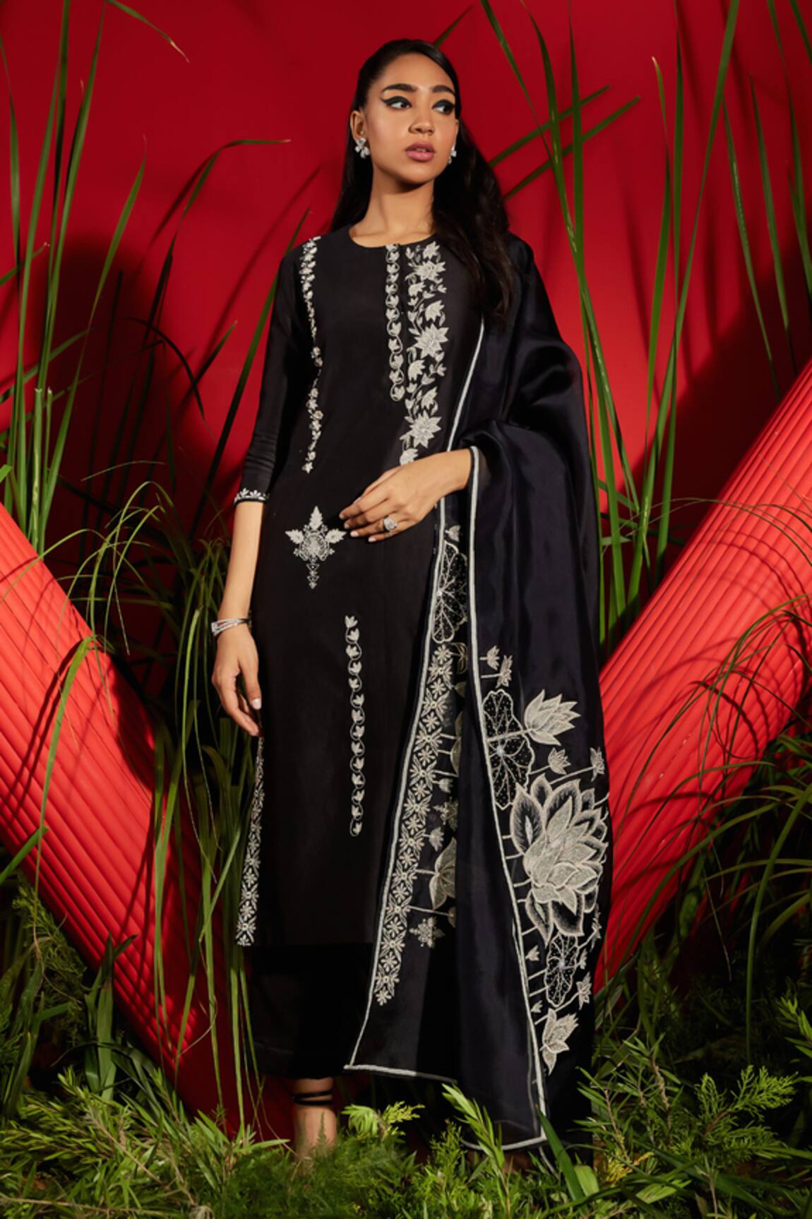 Shreeka Padma Embroidered Kurti Palazzo Pant Set