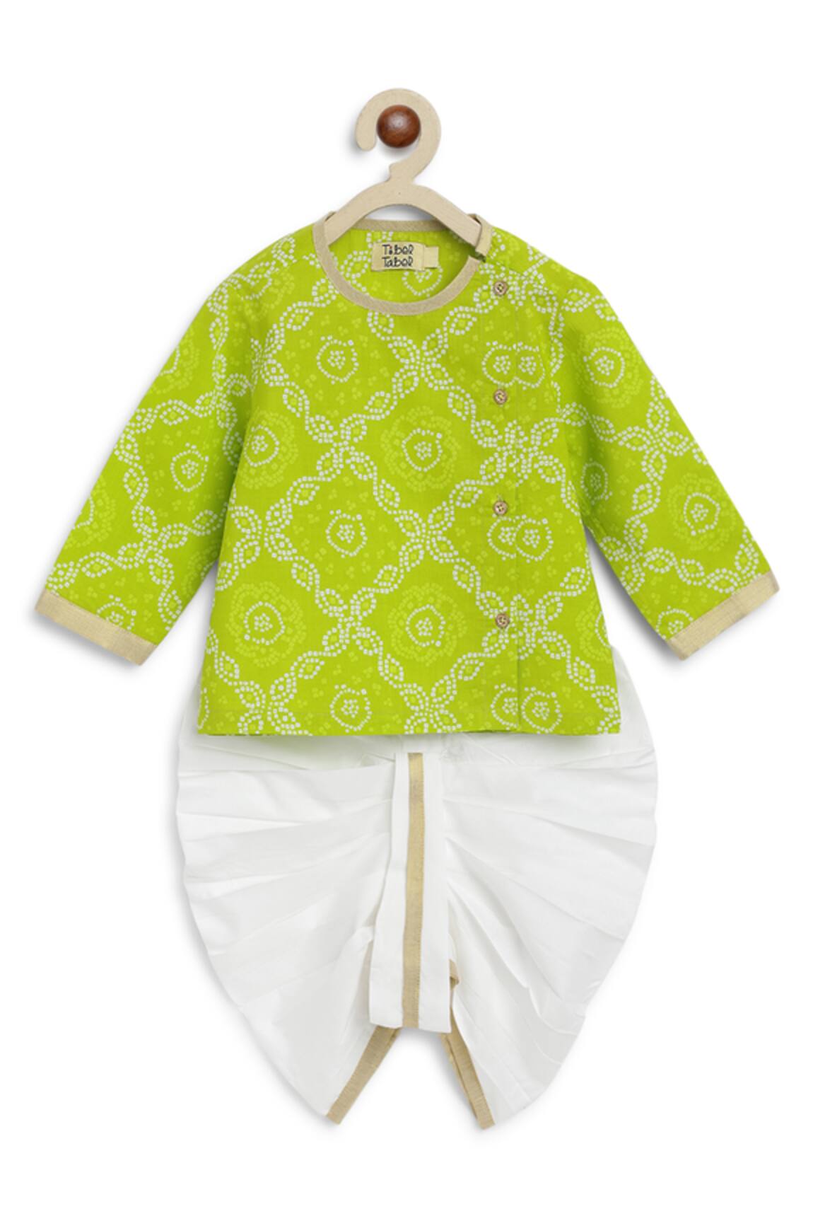 Tiber Taber Checkered Bandhani Print Kurta Set