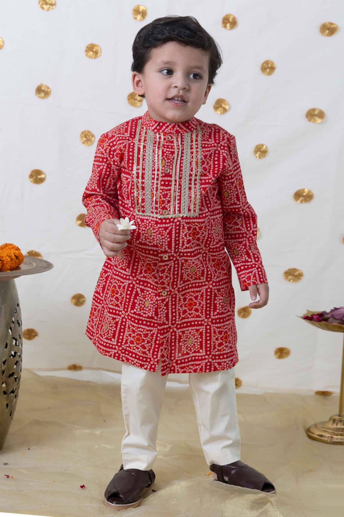 Tiber Taber Bandhani Print Cotton Kurta Set