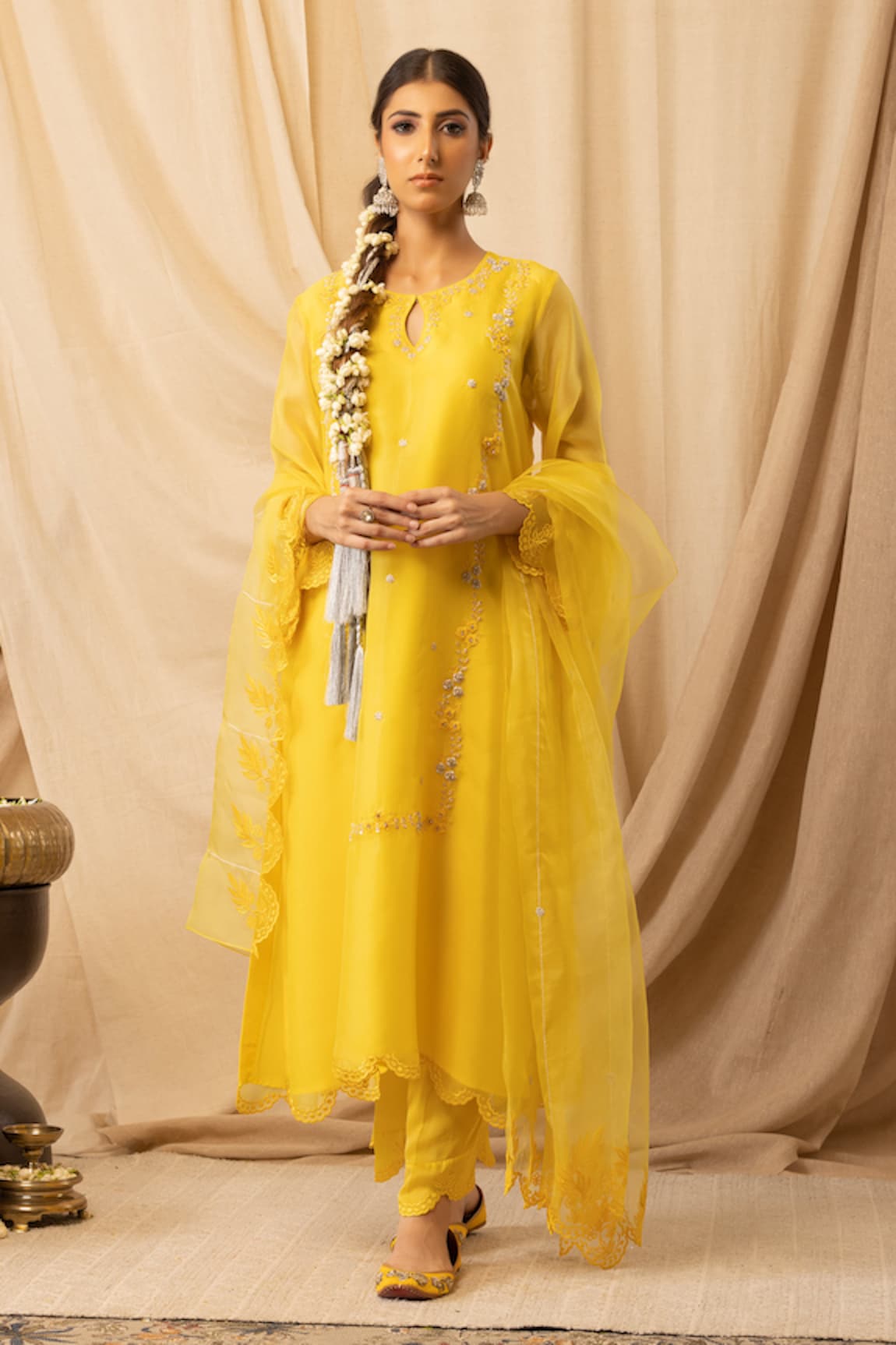 DEEPIKA CHOPRA Marigold Embroidered Kurta Salwar Set