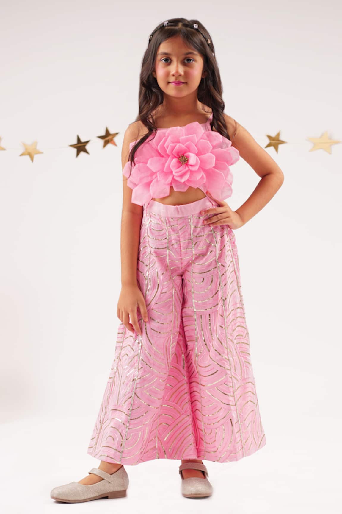 Lil Drama Bollywood Tadka 3D Floral Embroidered Jumpsuit