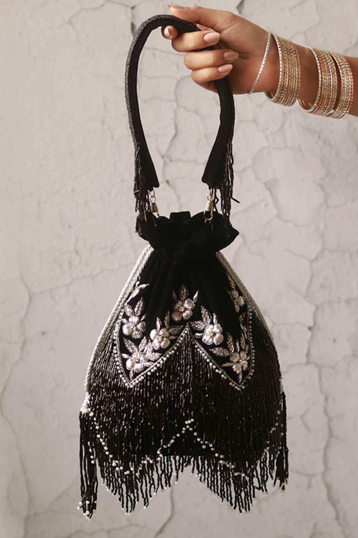 The Tan Clan Keisha Tassel Embellished Potli 