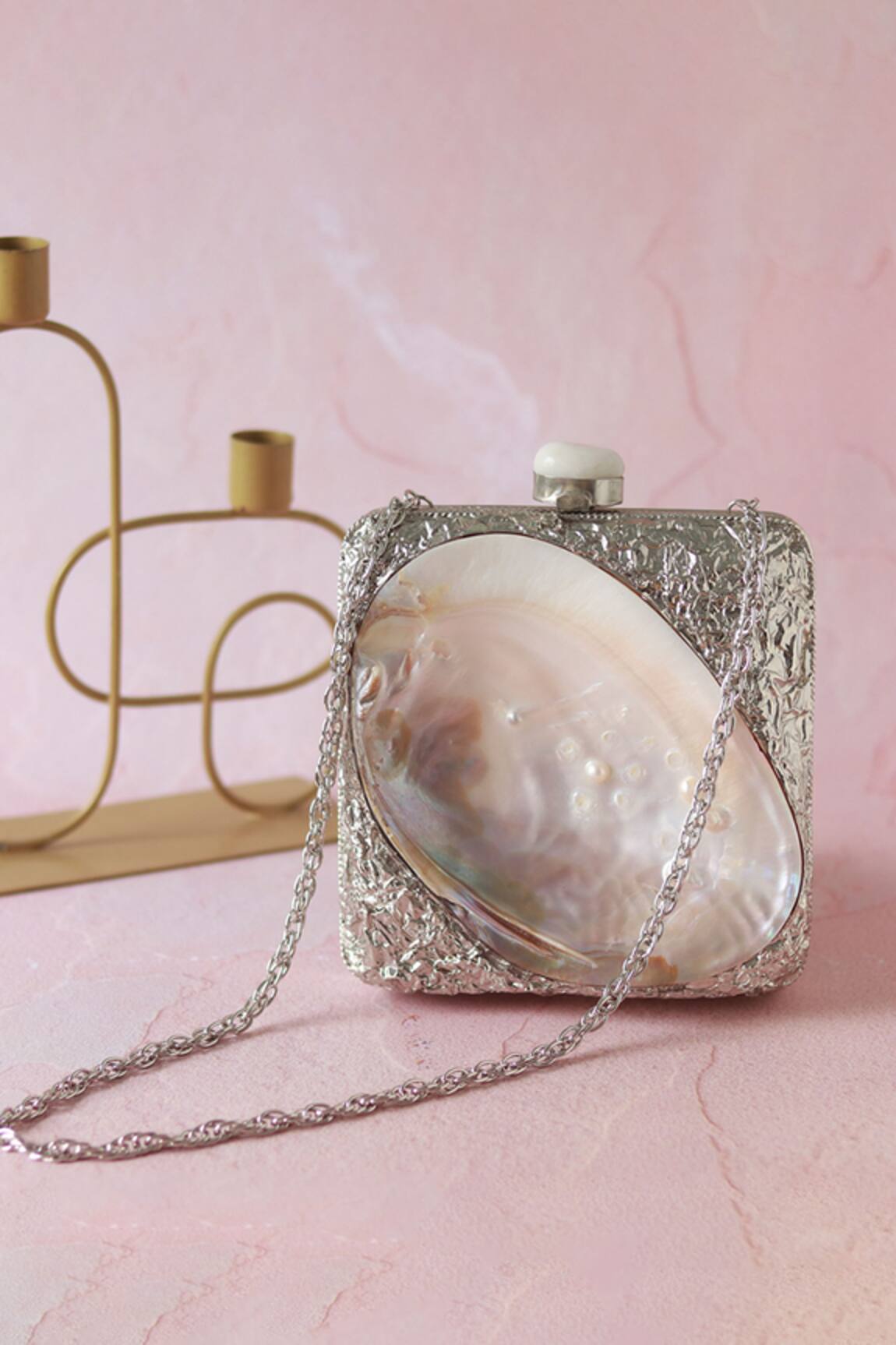 The Tan Clan Mumtaz Mother Of Pearl Clutch 
