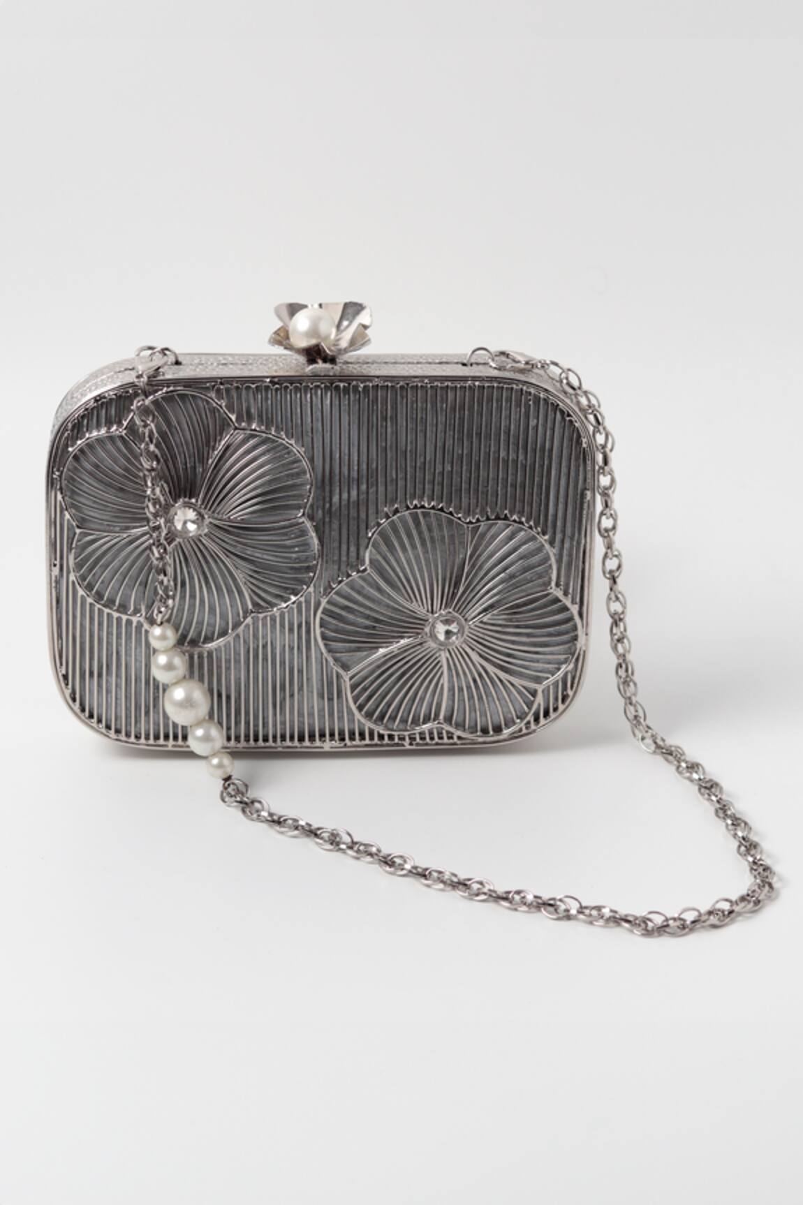 The Tan Clan Reema Floral Ornamented Clutch 