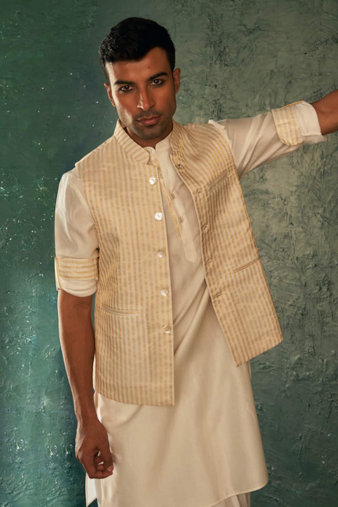 Charkhee Silk Tissue Stripe Bundi 