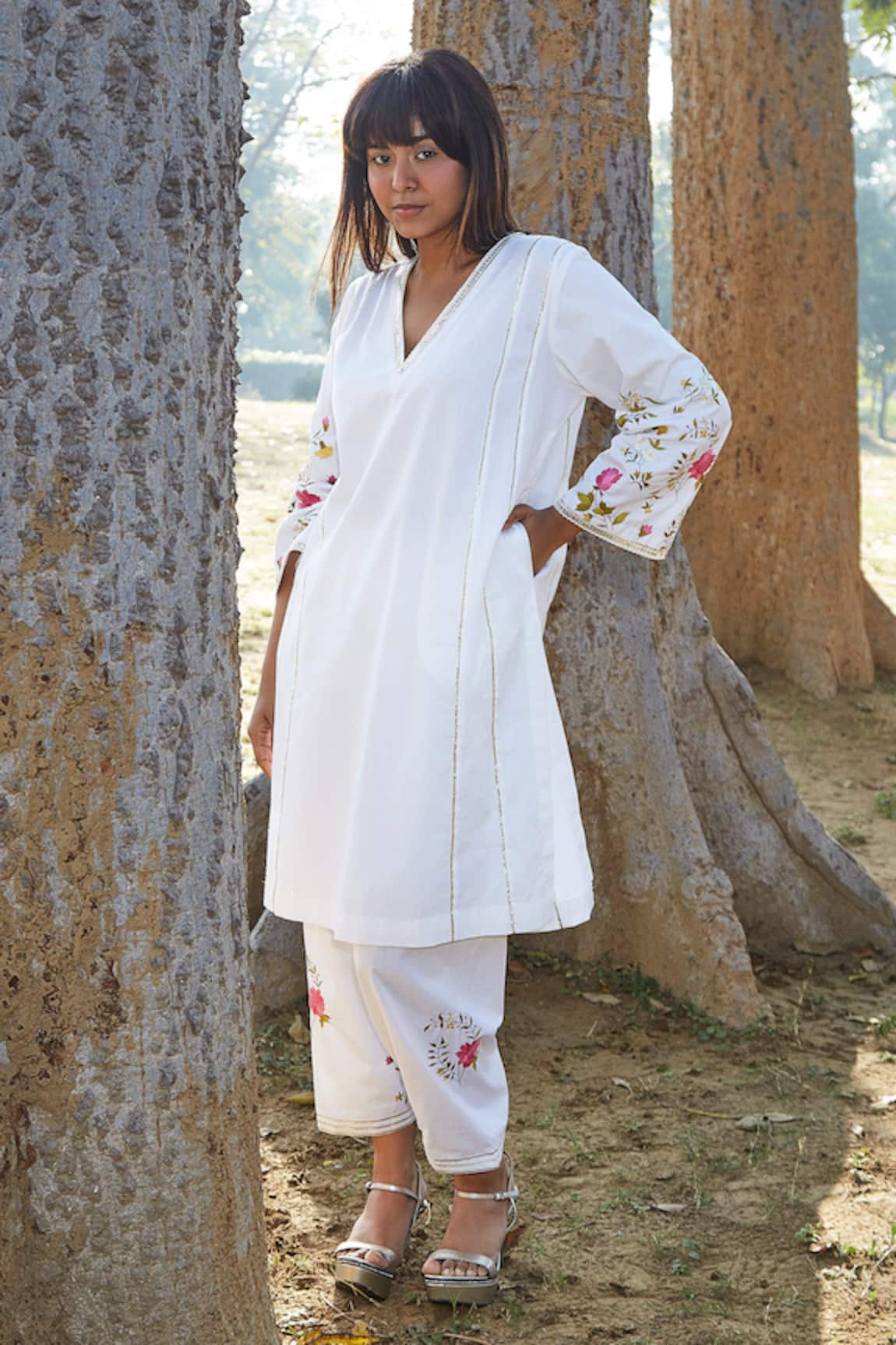 BO Tree Morning Is Here Embroidered A-Line Kurta With Salwar