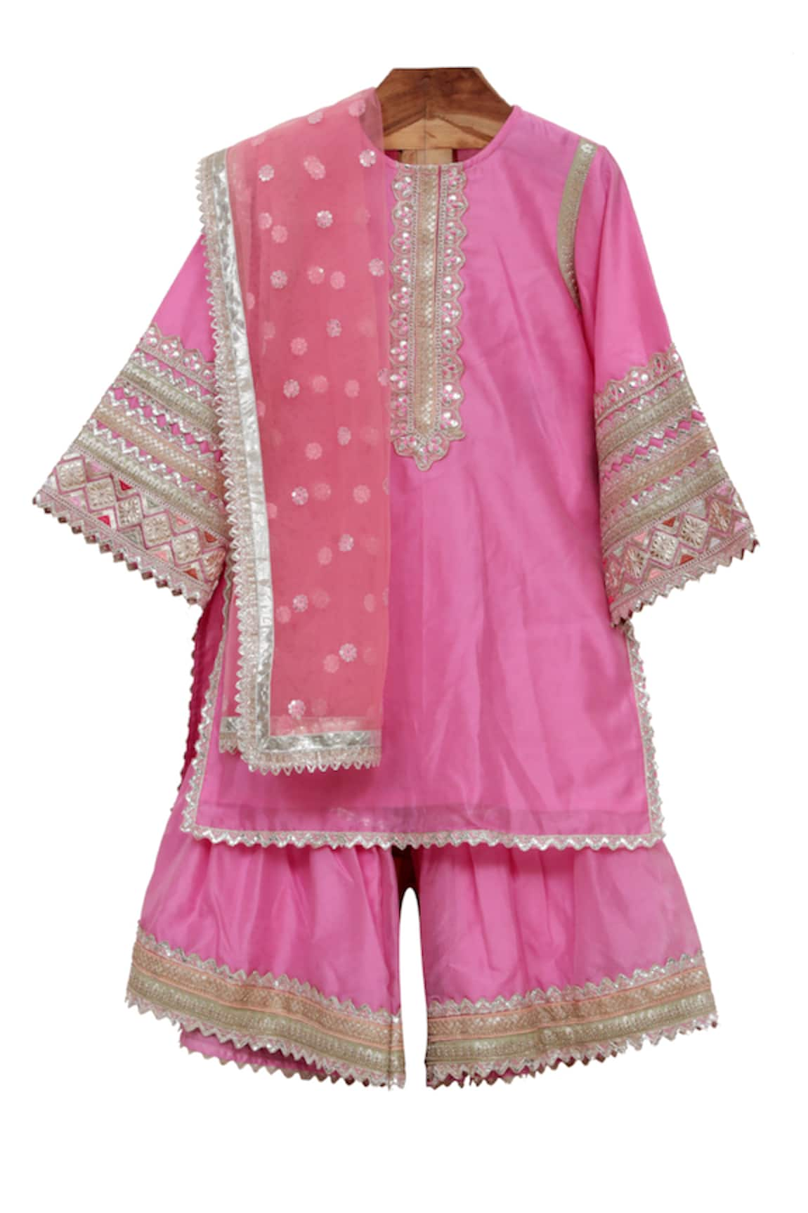 MINIME ORGANICS Gota Work Kurta Sharara Set