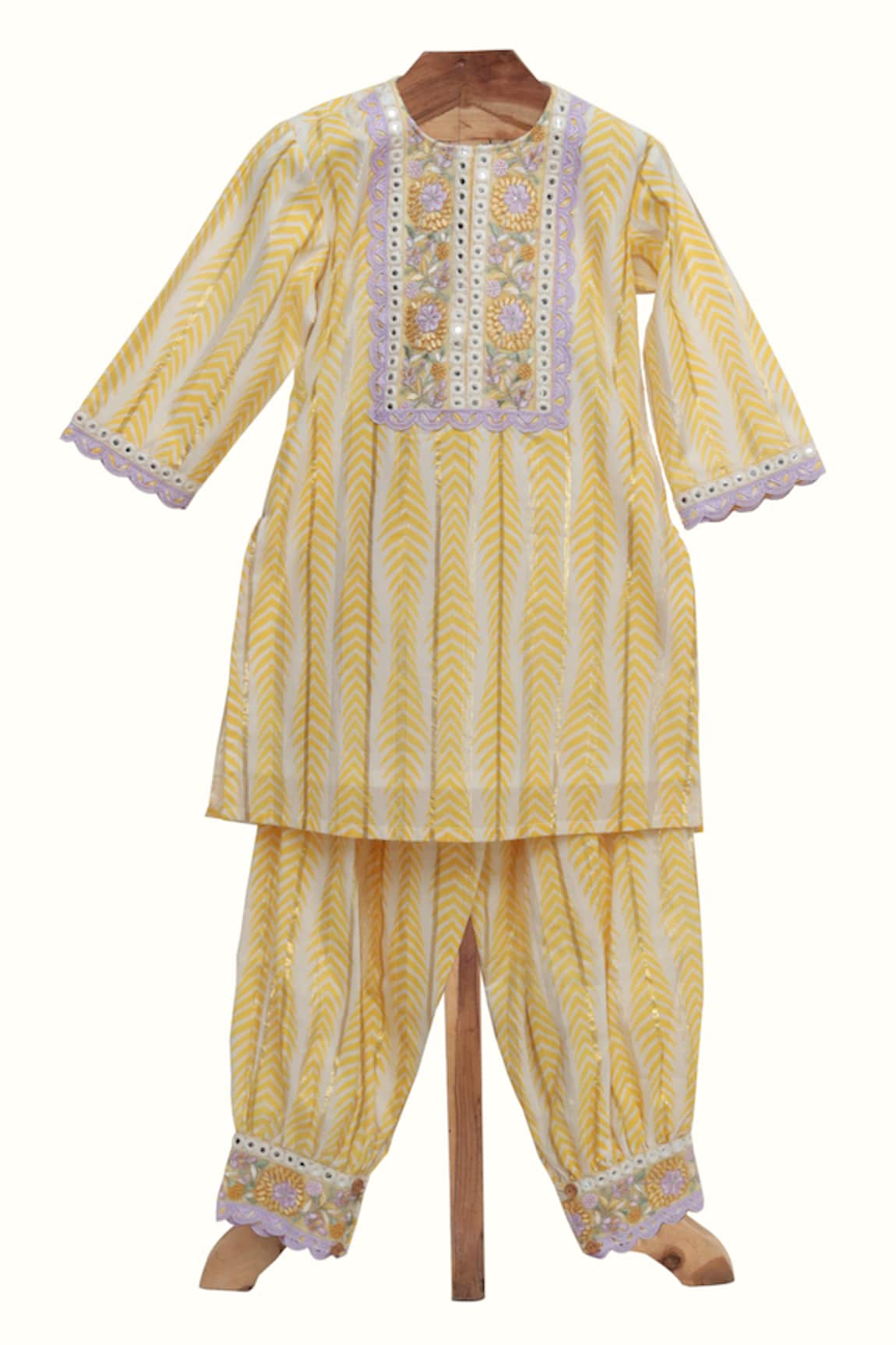 MINIME ORGANICS Stripe Print Kurta & Harem Pant Set