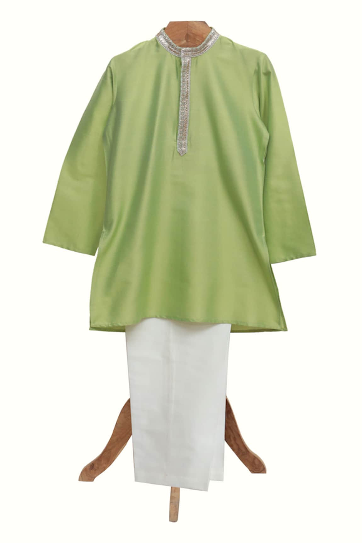 MINIME ORGANICS Sequin Work Mandarin Collar Kurta Set