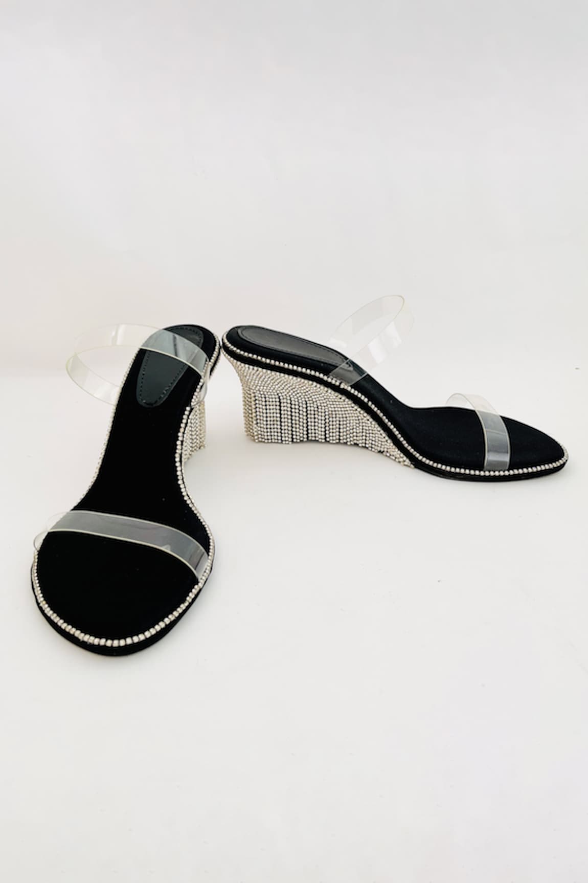 PREET KAUR Onyx Hand Embroidered Wedges