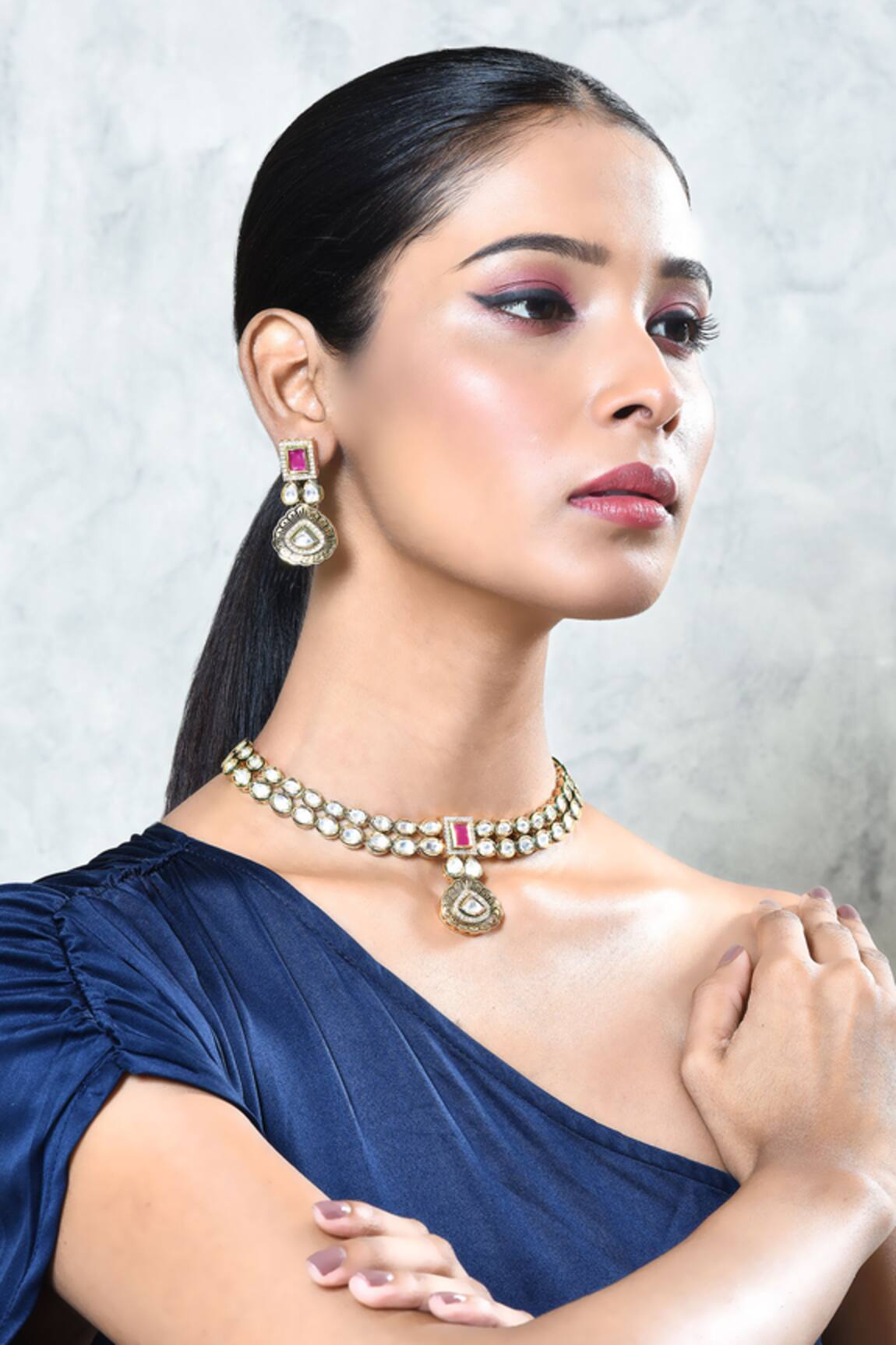 Our Purple Studio Layered Kundan Necklace Set 