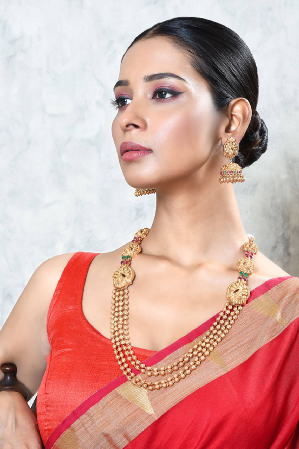 Our Purple Studio Peacock Carved Motif Necklace Set 