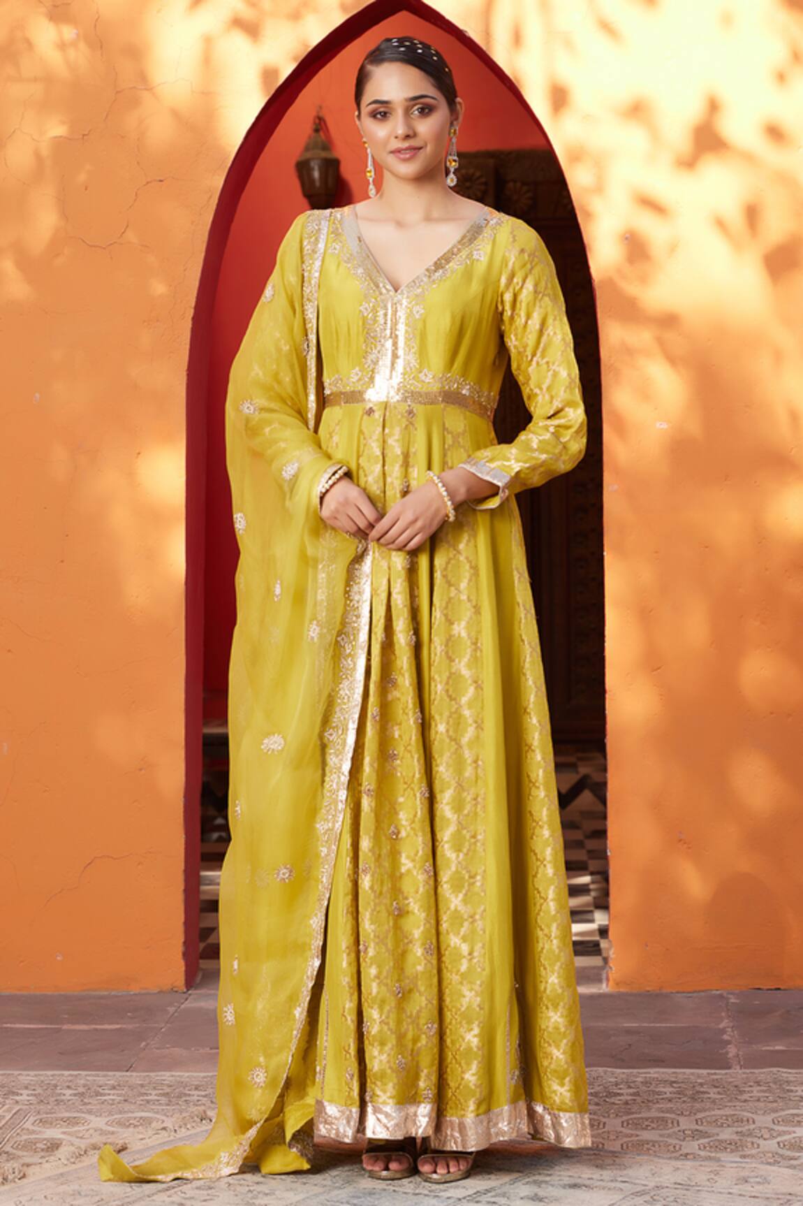 HOUSE OF SUPRIYA Raw Silk Hand Embroidered Anarkali Set 