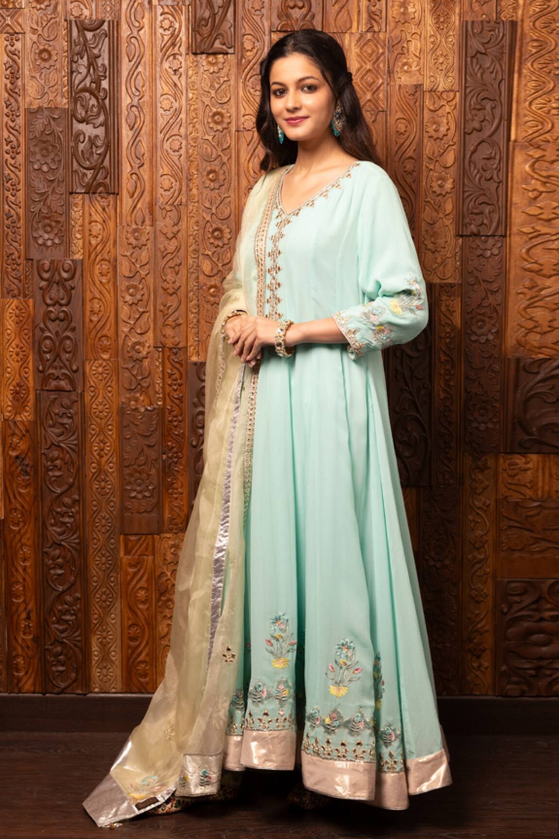 House Of Supriya Floral Embroidered Anarkali Set