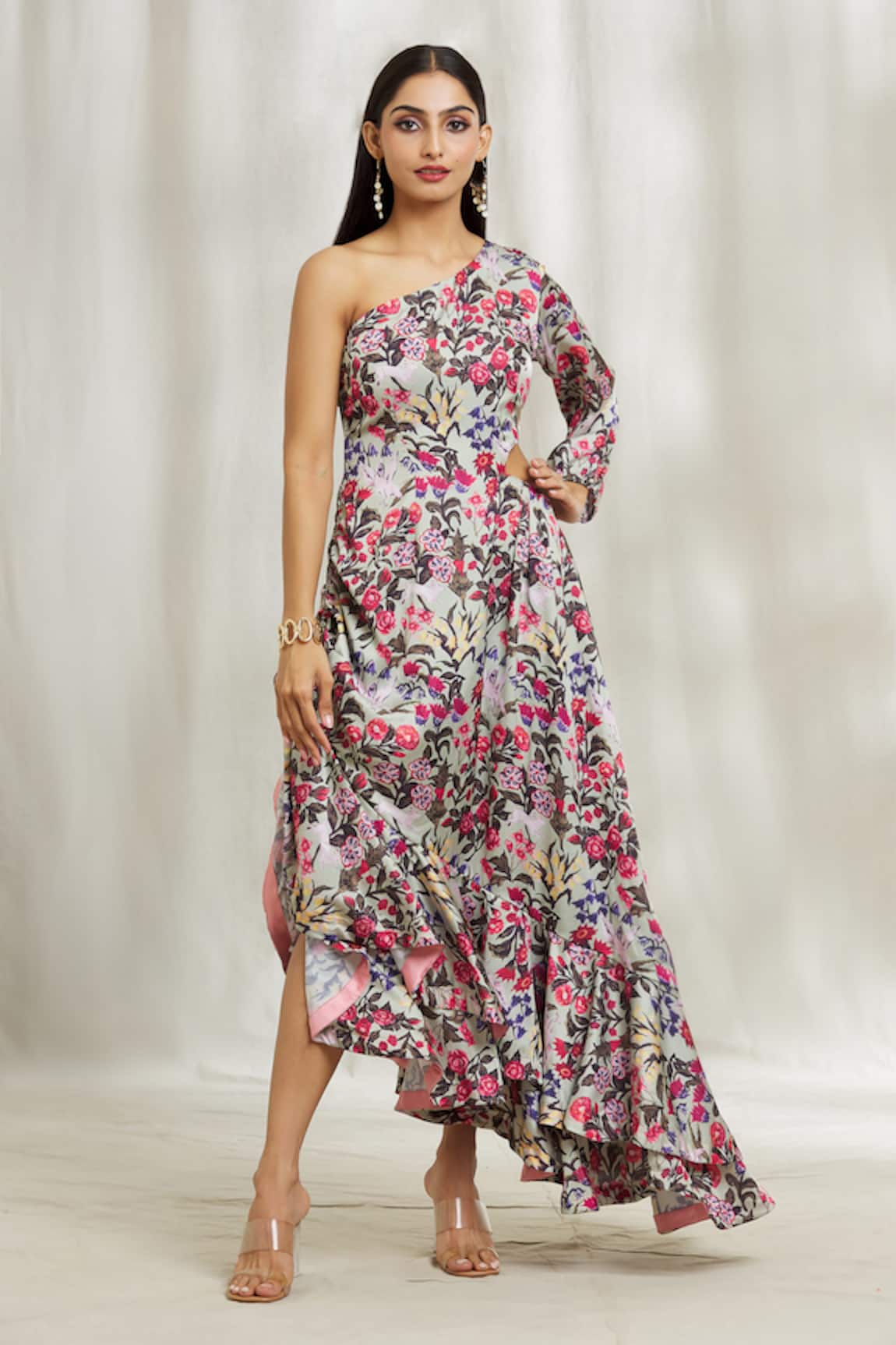 Divya Kanakia One Shoulder Floral Print Dress