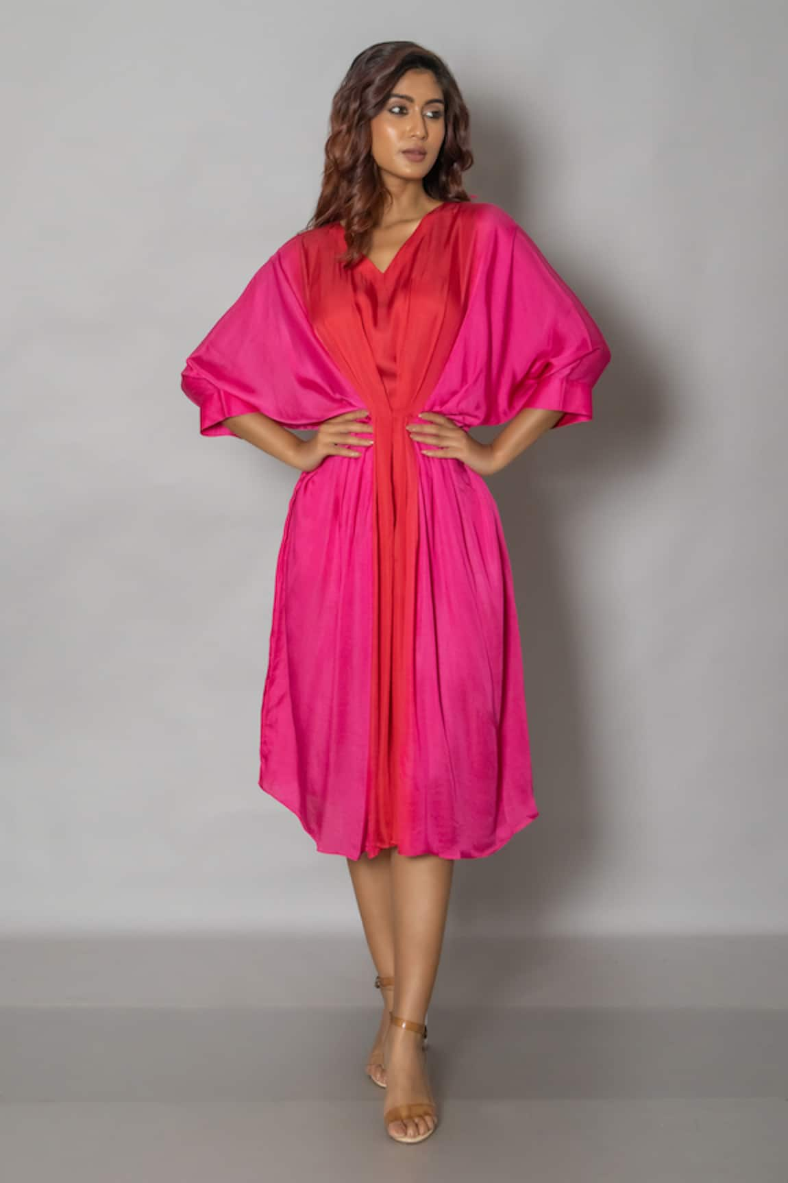 Pinki Sinha Solid Midi Kaftan Dress