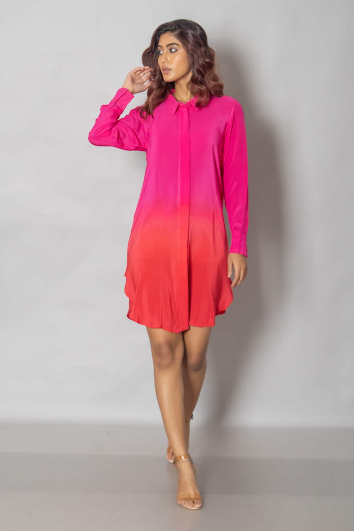 Pinki Sinha Solid Asymmetric Shirt Dress
