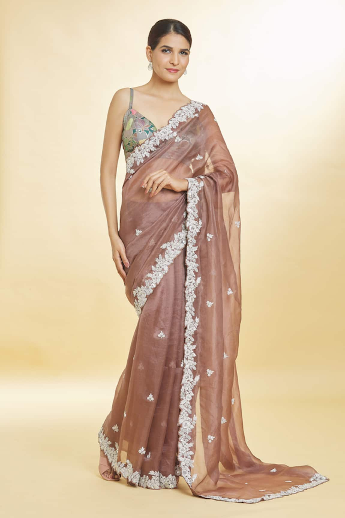 Priyal Bhardwaj Floral Sequin Embroidered Saree