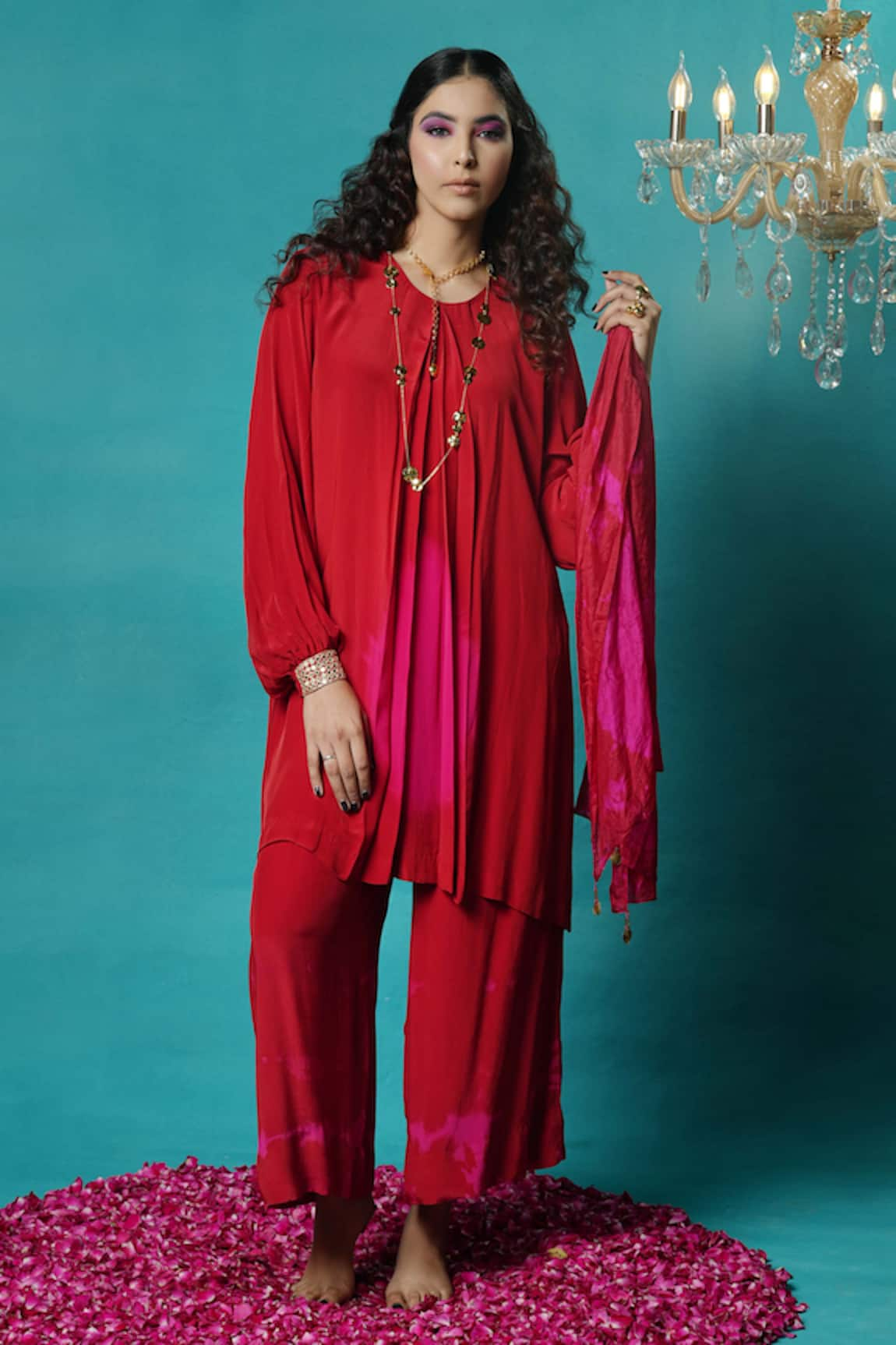 Jyoti Bansal Hand Tie & Dye Pleated Kurta Set