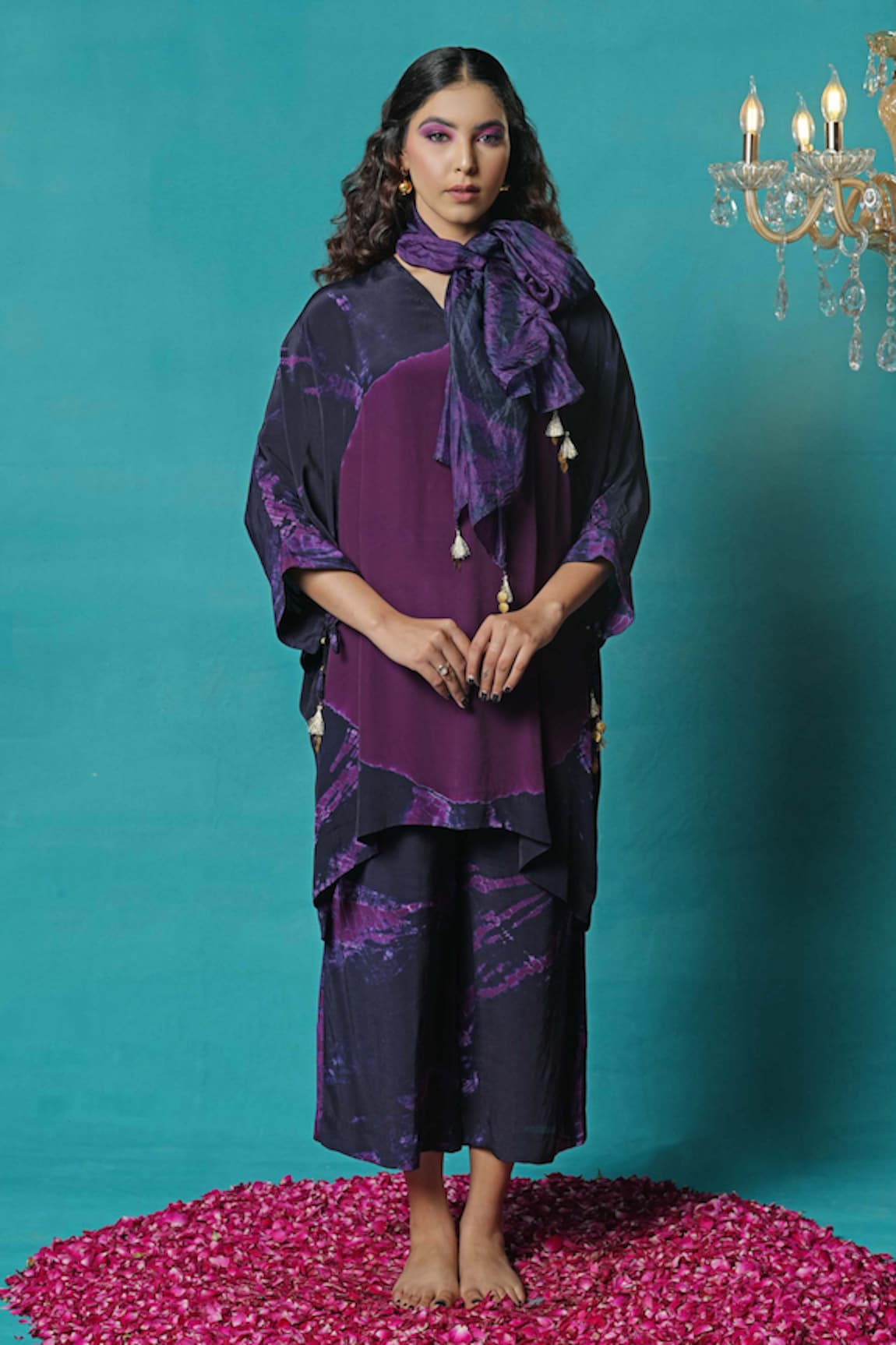 Jyoti Bansal Tie & Dye Asymmetric Kurta Palazzo Set